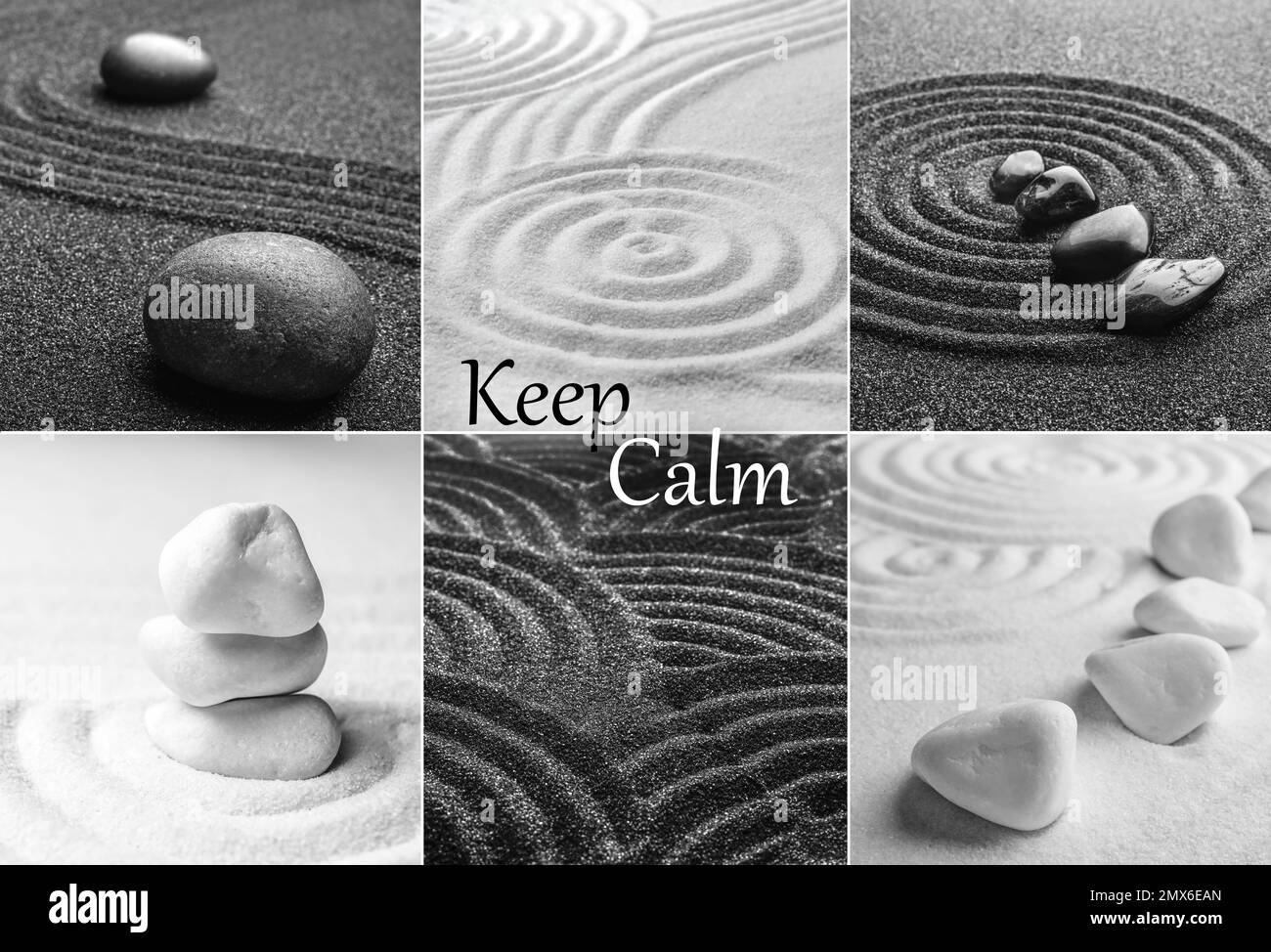 Collage mit wunderschönen Fotos. Zen und Ruhe Stockfoto