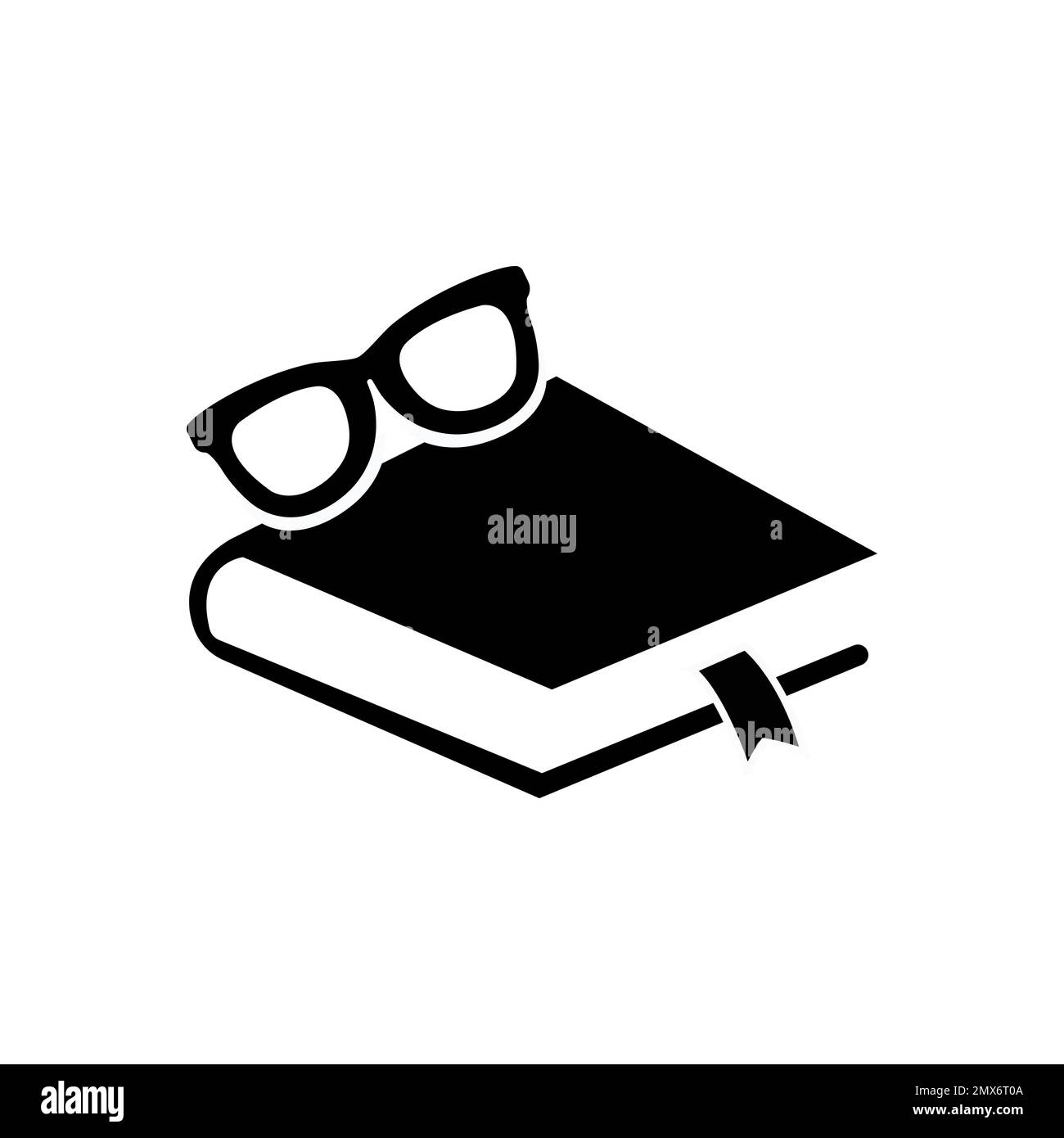 Vektor-Symbol für Bücher und Gläser. Stockdarstellung isoliert auf weißem Hintergrund. Einfaches Design. Stock Vektor
