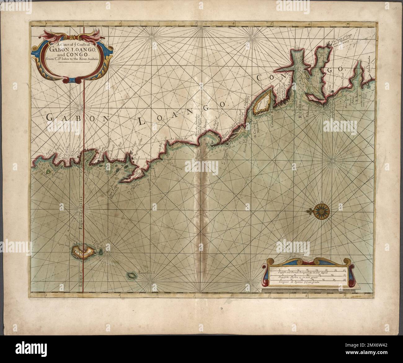 Eine Karte der Küsten GABUNS, LOANGO und KONGOS von C. St. Iohn an den Fluss Ambris. Thornton, Samuel (Kartograf). Atlanten, Gazetteers, Reiseführer Stockfoto