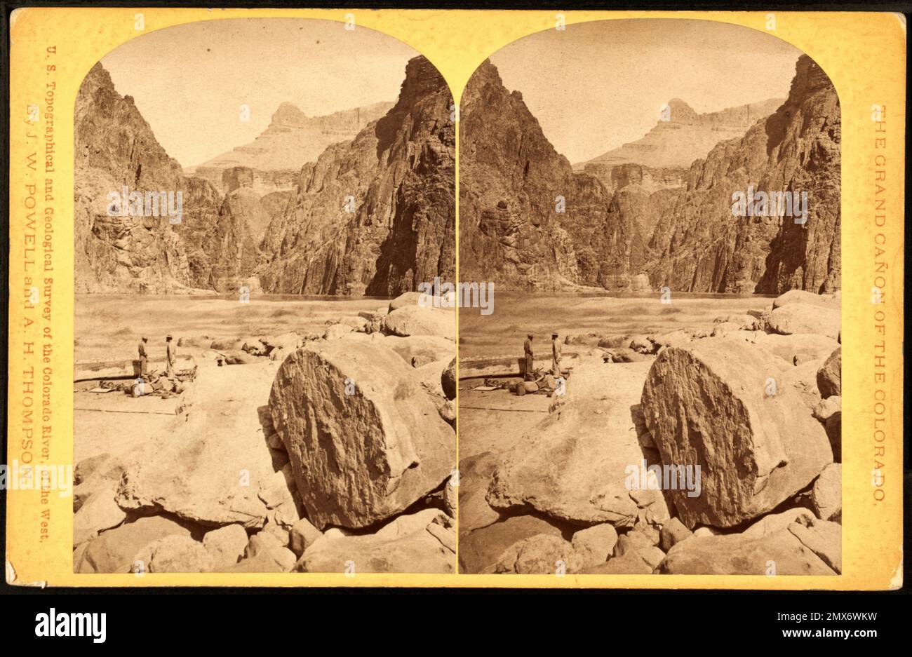 Ein Sturz. Zusätzlicher Titel: Reparatur von Booten, USA Colorado River Expedition, 1872, Grand Canyon des Colorado. Powell, John Wesley (1834-1902) Stockfoto
