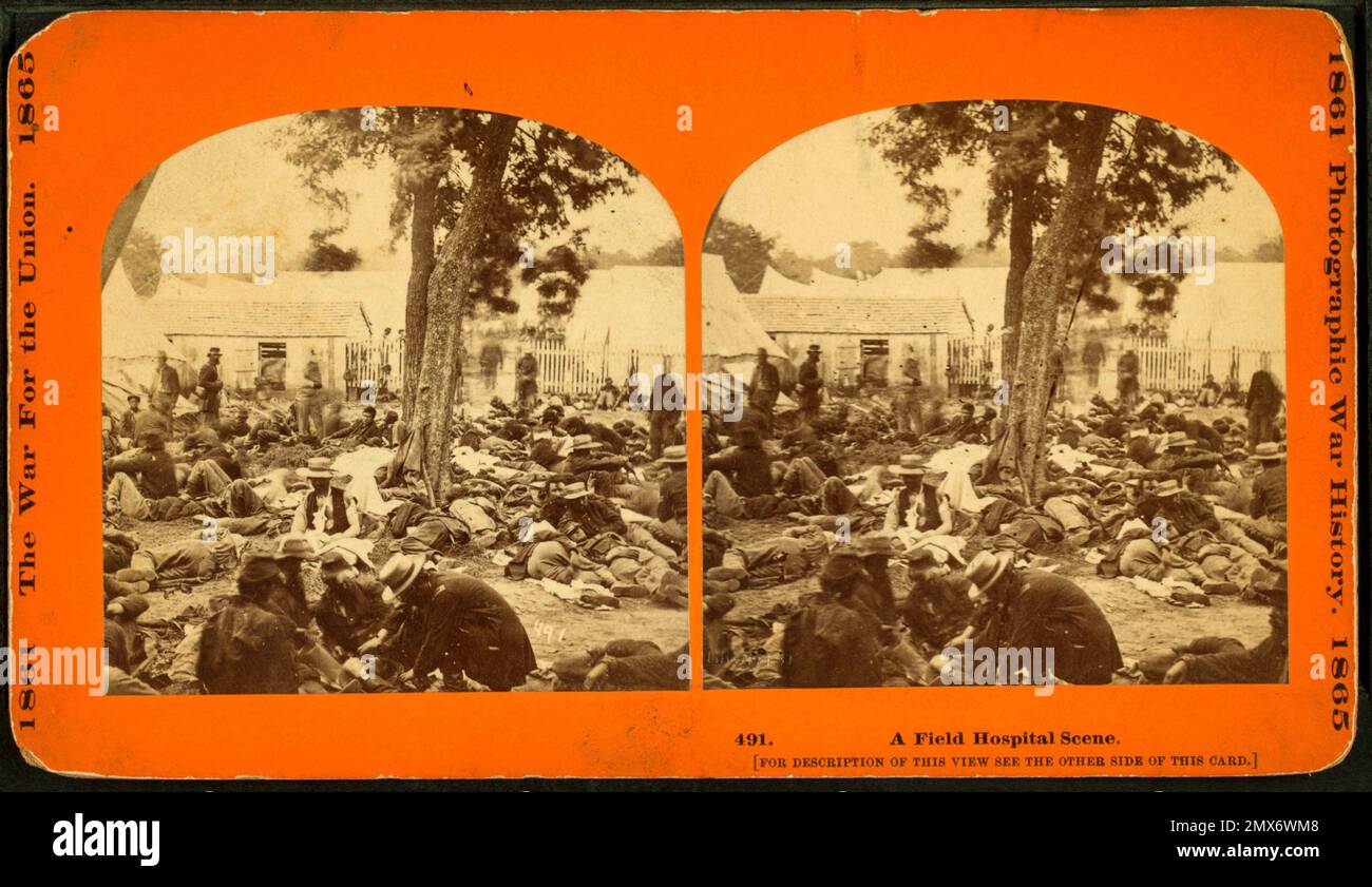 Ein Feldlazarett [in Savage Station, Virginia]. Taylor & Huntington (Herausgeber). Robert N. Dennis Sammlung stereoskopischer Ansichten vereint Stockfoto