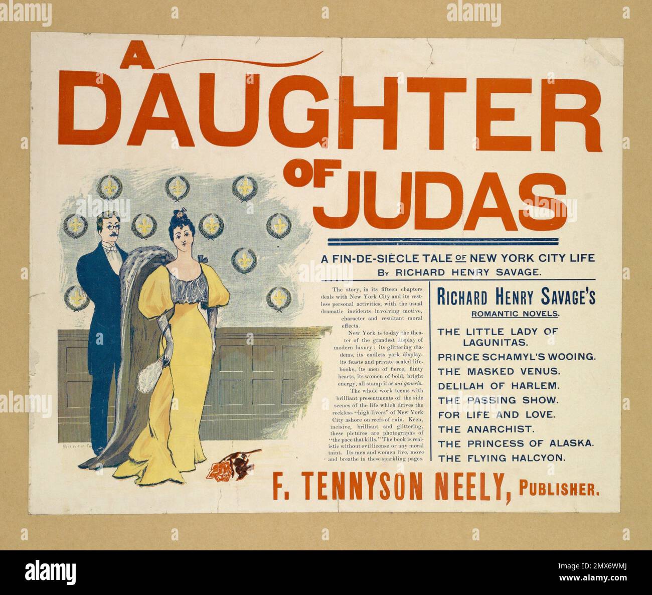 Eine Tochter von Judas. Poster: Amerikanische Buchplakate. Ausgestellt Am: 1895 - 1911 (Ca.). Poster der Verlagsbranche, amerikanisch. Buch und Magazin Stockfoto