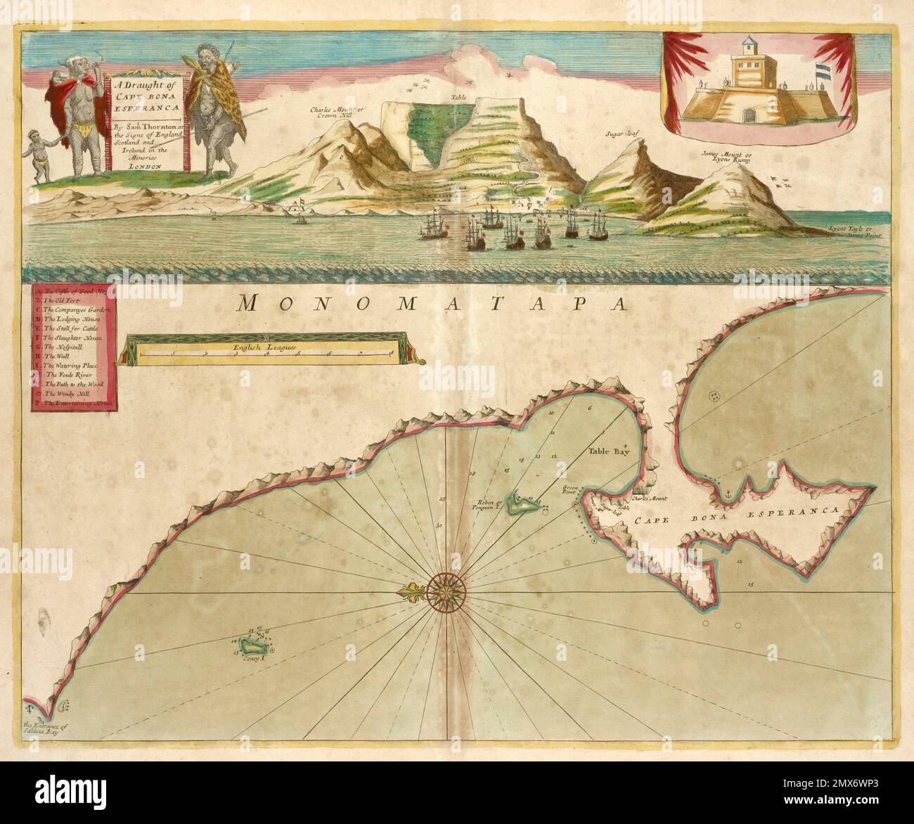 Ein Tiefgang von Cape Bona ESPERANCA. Thornton, Samuel (Kartograf). Atlanten, Gazetteers, Reiseführer und andere Bücher Meeresatlas : mit einem Stockfoto