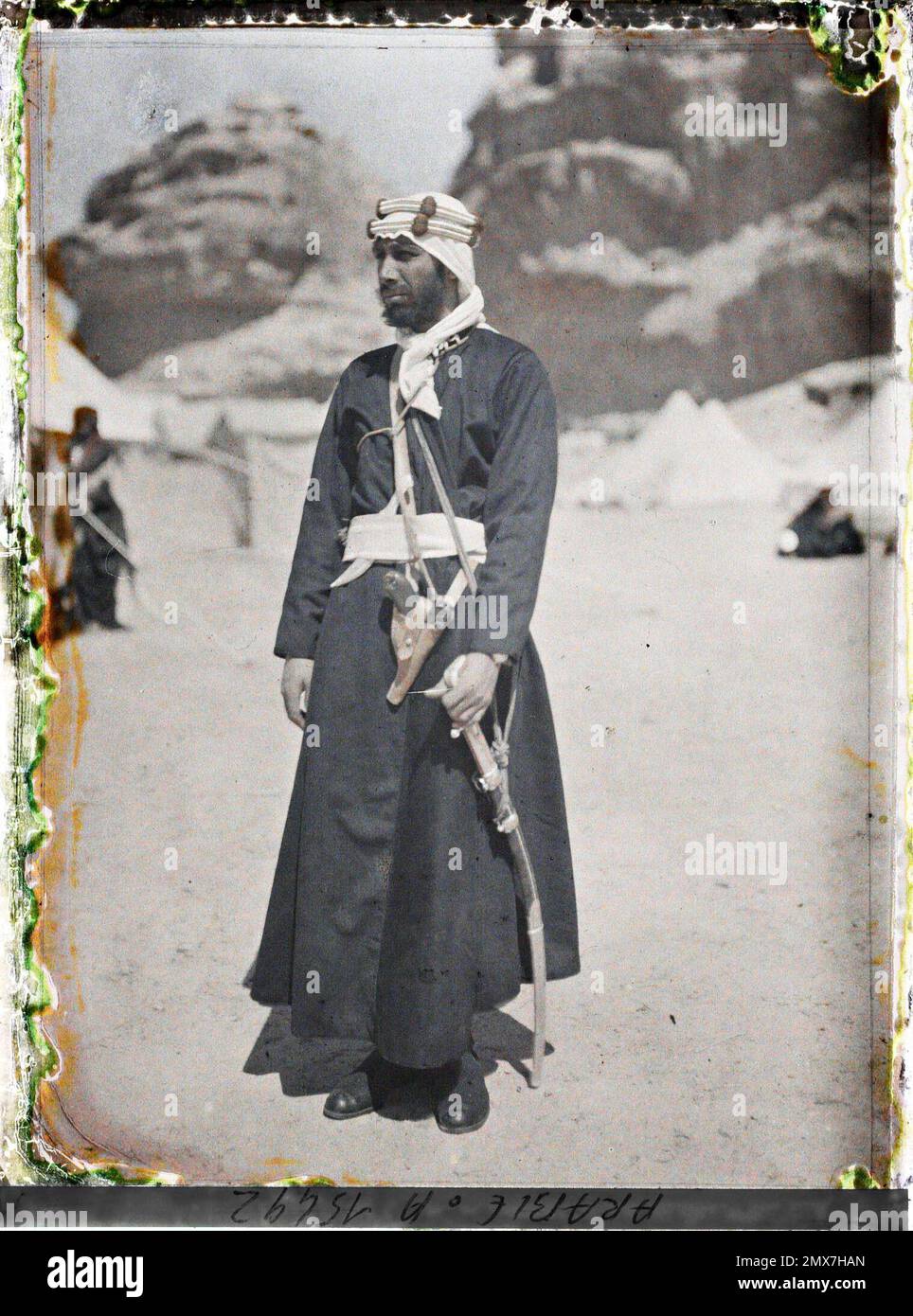 (Französisch - Quweira , Arabie ( actuelle Jordanie ) Le chérif Nasir , des Forces arabes du royaume du Hedjaz). Stockfoto