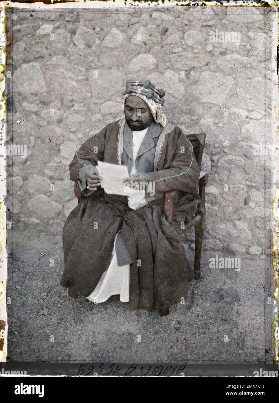 (Französisch - Aqaba , Arabie ( actuelle Jordanie ) Le cheikh Yusuf , des Forces arabes du royaume du Hedjaz). Stockfoto