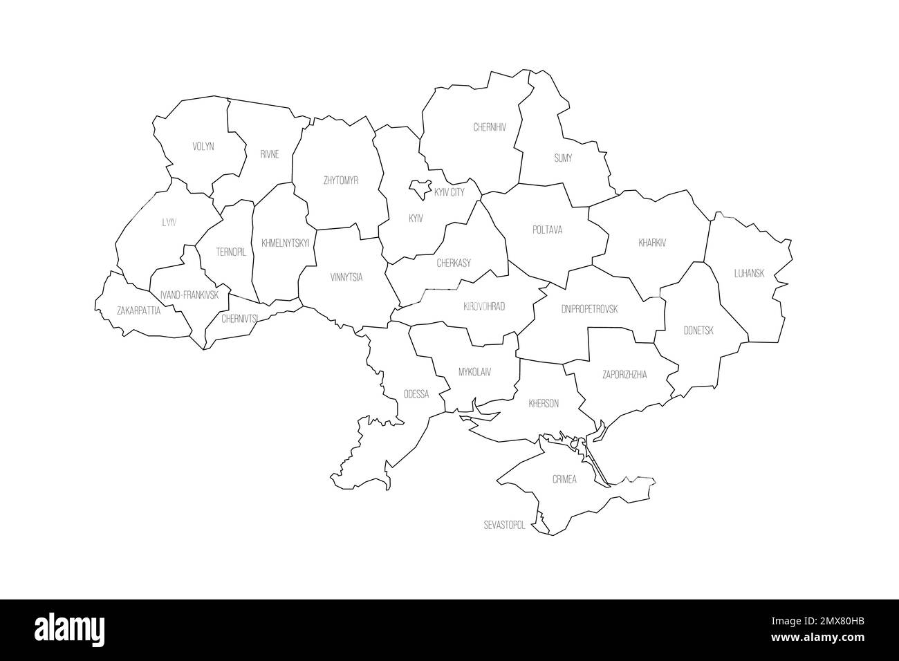 Ukrainische politische Karte der Verwaltungsabteilungen Stock ...