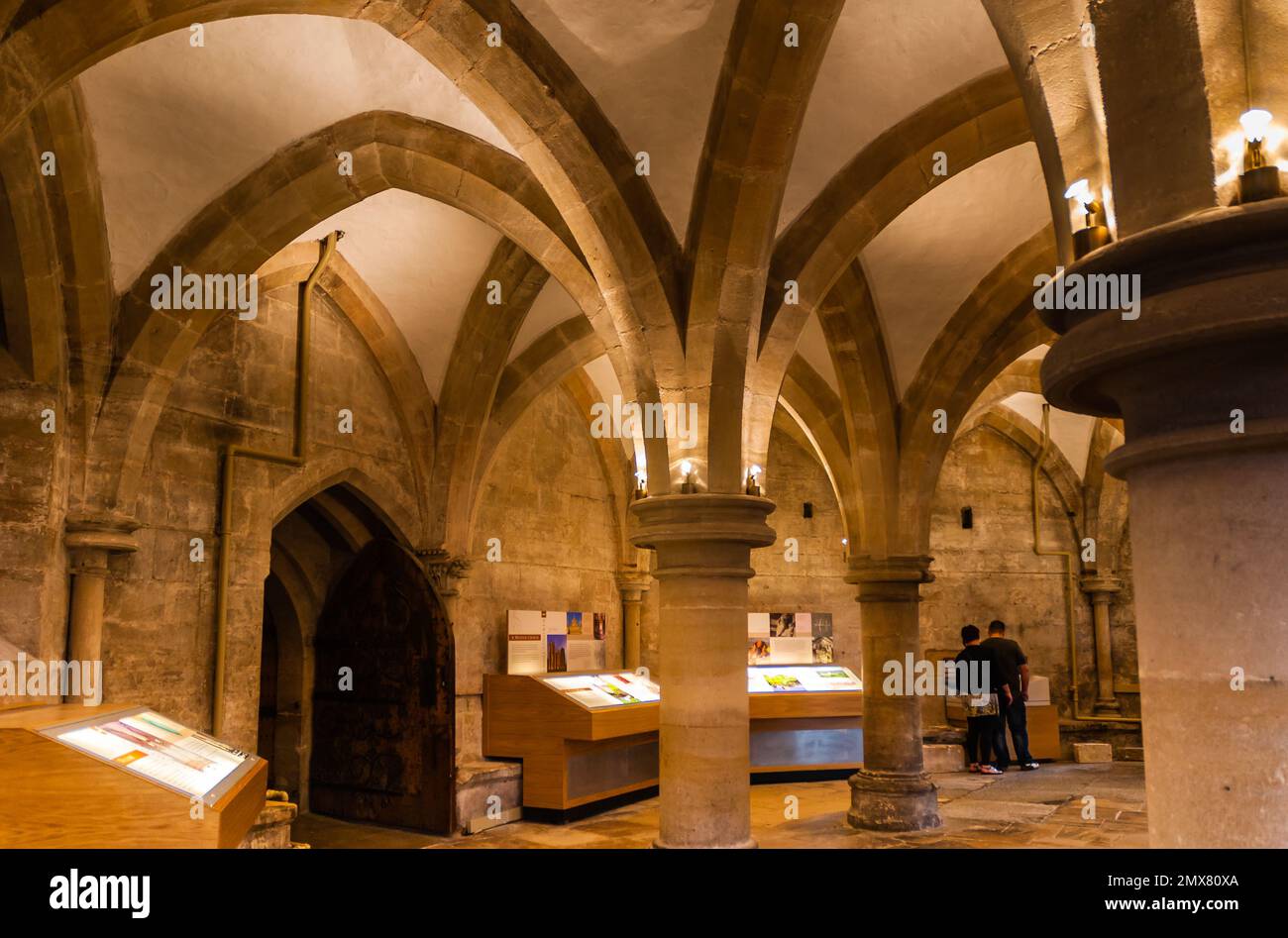 Wells Cathedral in Somerset. Die Ventilatordecke. Stockfoto