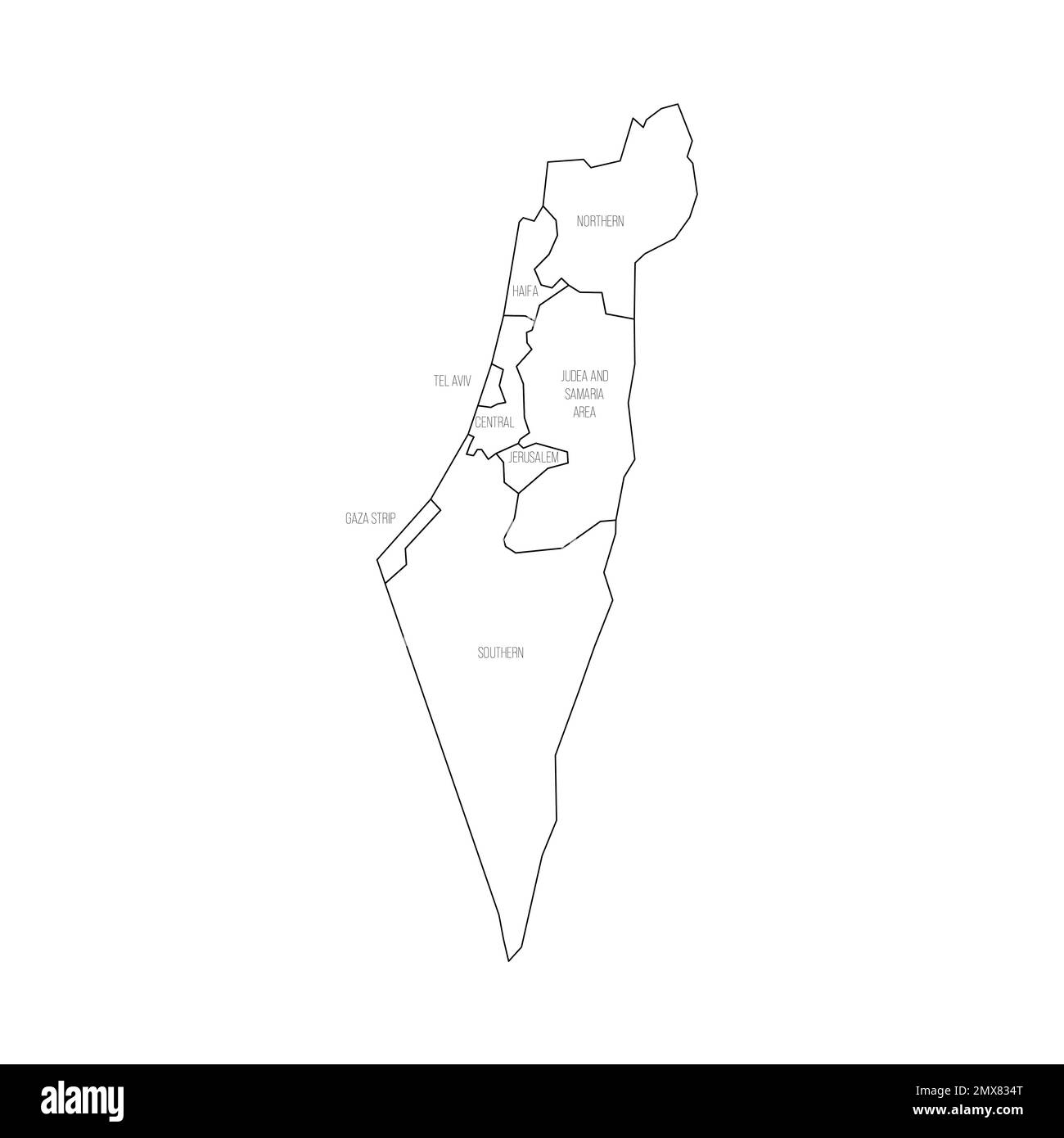 Politische Karte Israels der Verwaltungsabteilungen Stock Vektor