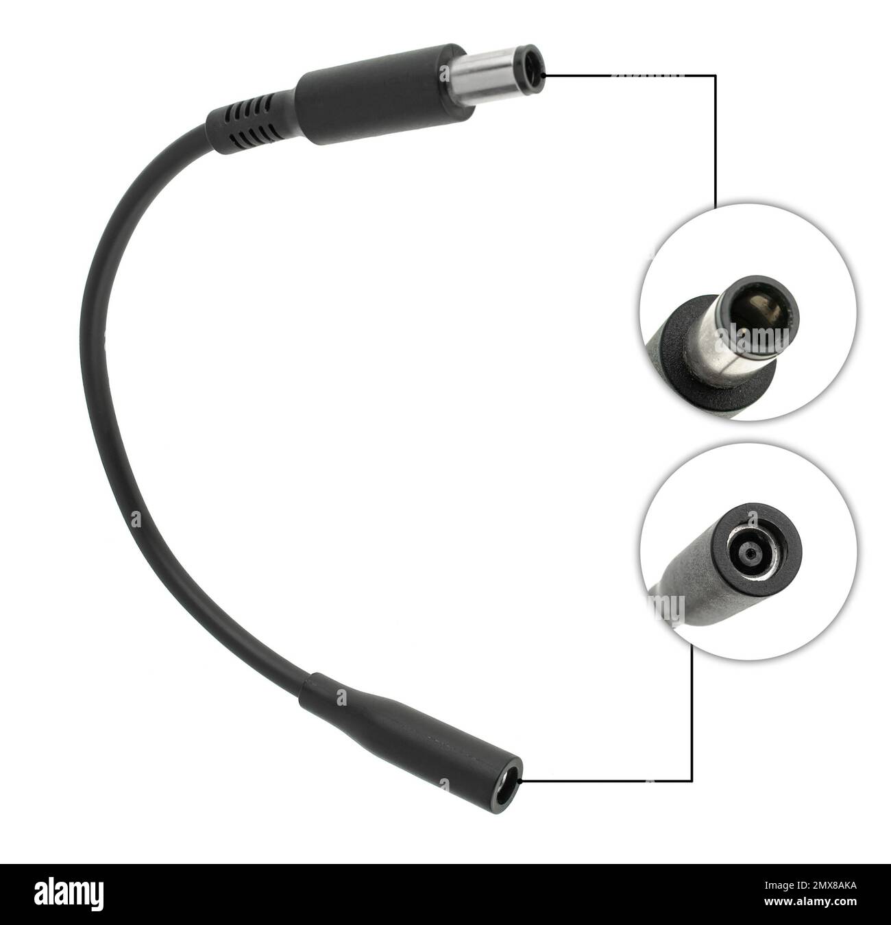 Adapternetzkabel, für Laptop-Tablet, isoliert auf weißem Hintergrund Stockfoto