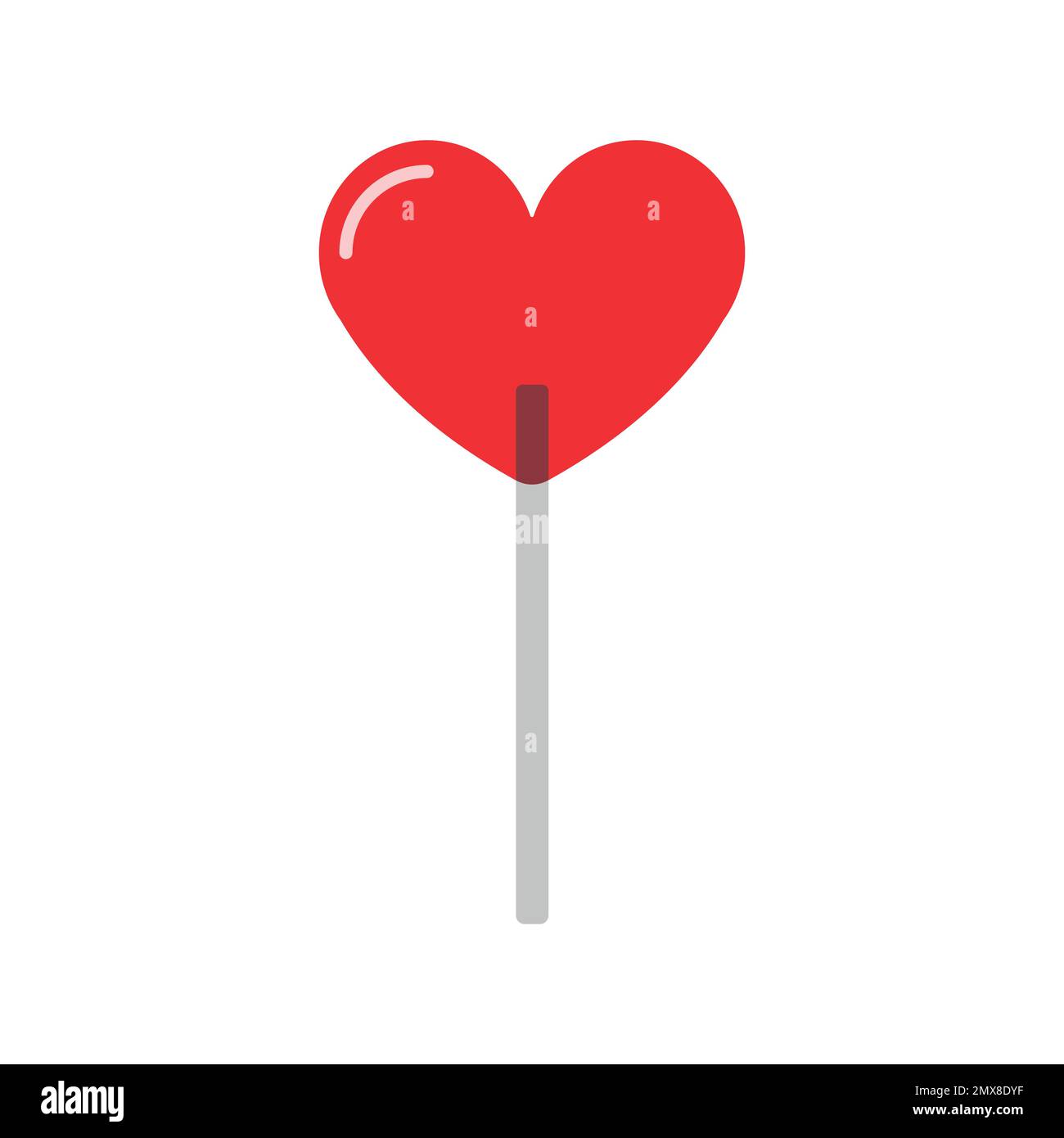 Lutscher-Bonbons mit flachem Herz, isoliert auf weißem Hintergrund Stock Vektor