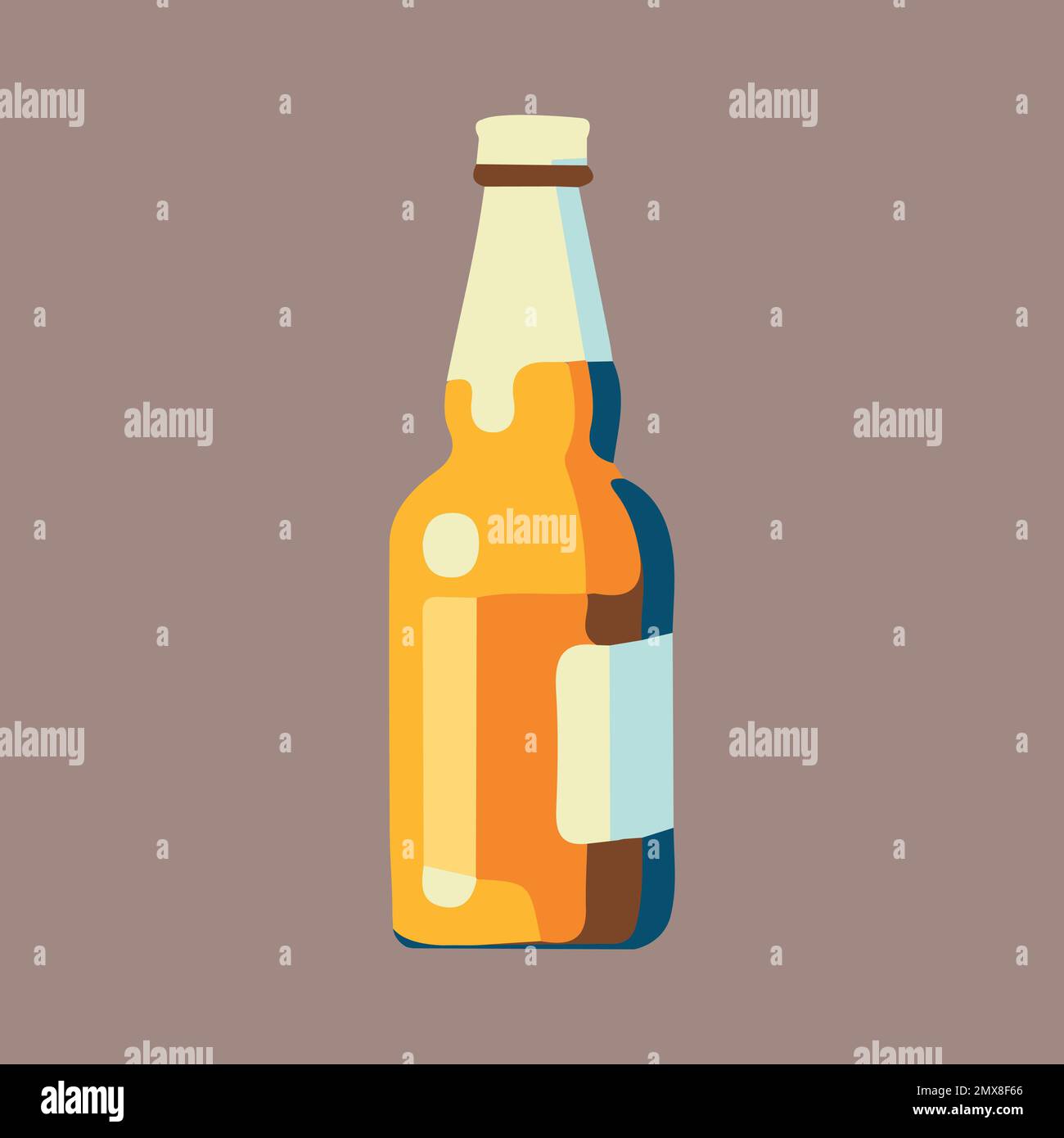 Bierflasche Braun Auf Weißem Hintergrund Isoliert. Stock Vektor