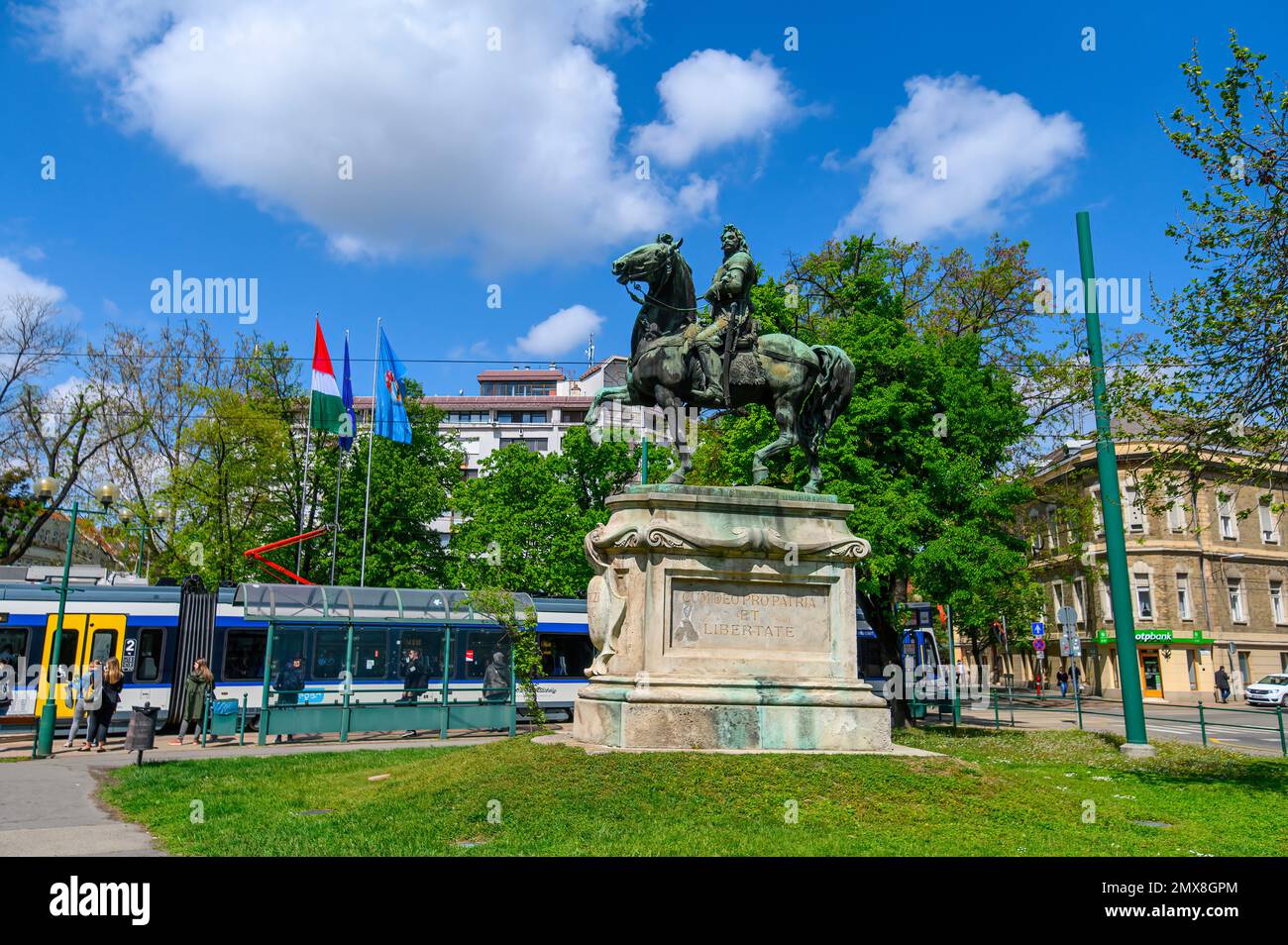 Szeged, Ungarn. Reiterstatue von Ferenc Rakoczi auf dem Platz Lajos Kossuth Stockfoto