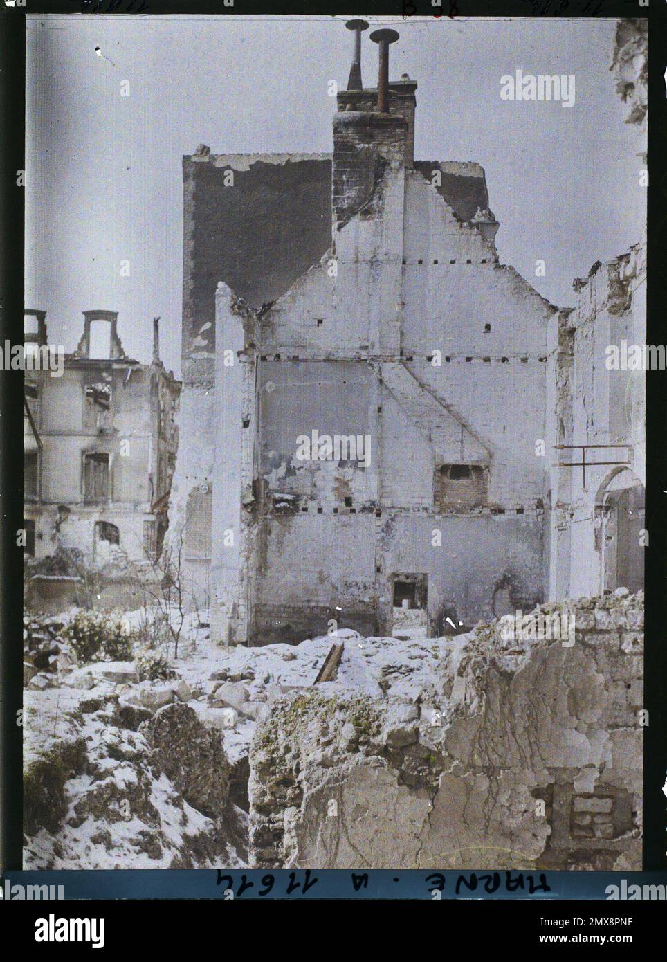 Reims, Marne, Champagne, Frankreich zerstörte Häuser, Rue des Cordeliers , 1917 - Marne - Fernand Cuville (Fotoabteilung der Armeen) Stockfoto