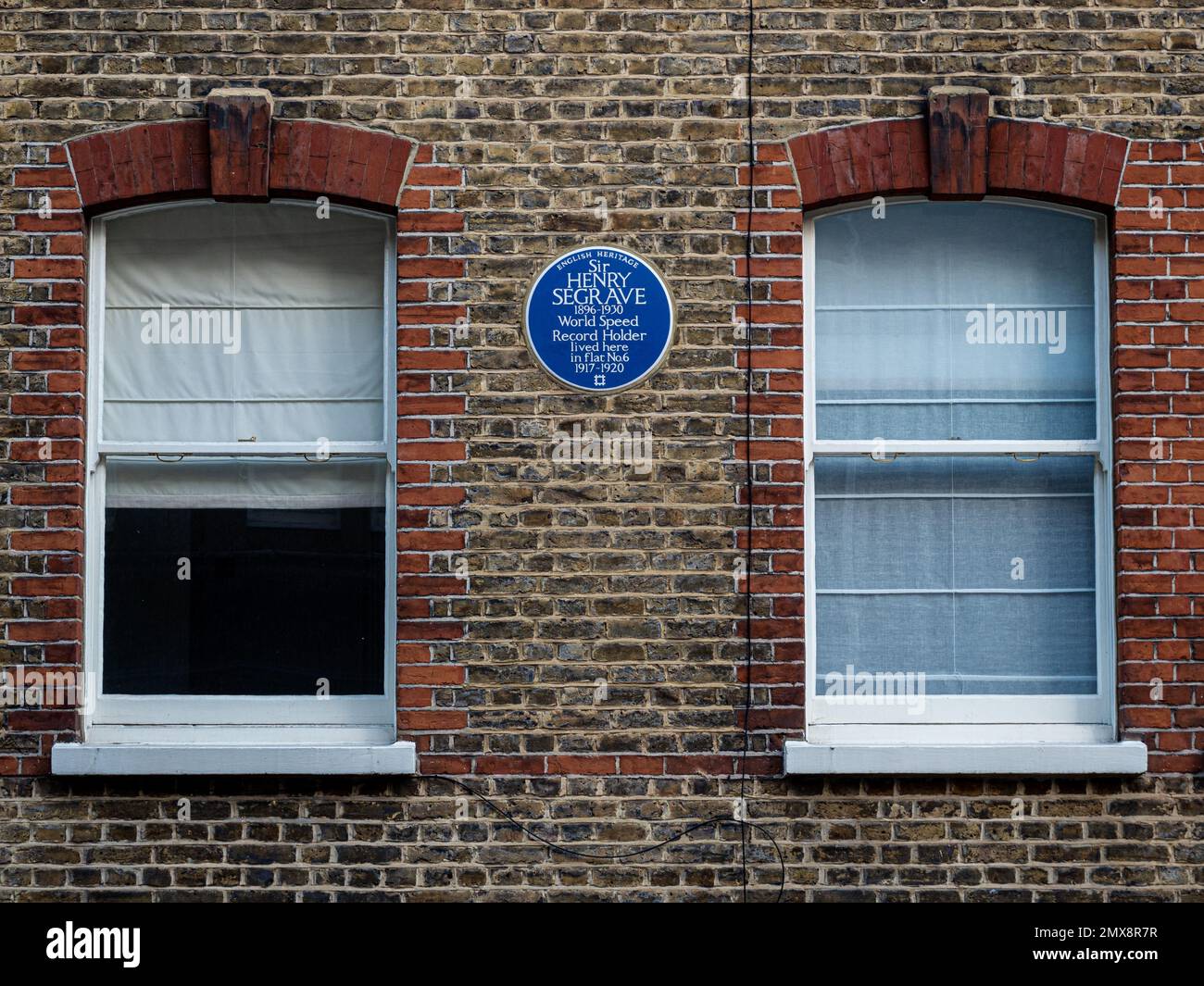 Sir Henry Segrave Blaue Plakette Dorset St London. Inschrift Sir HENRY SEGRAVE 1896-1930 Weltrekordhalter lebte hier in Wohnung Nr. 6 1917-1920. Stockfoto