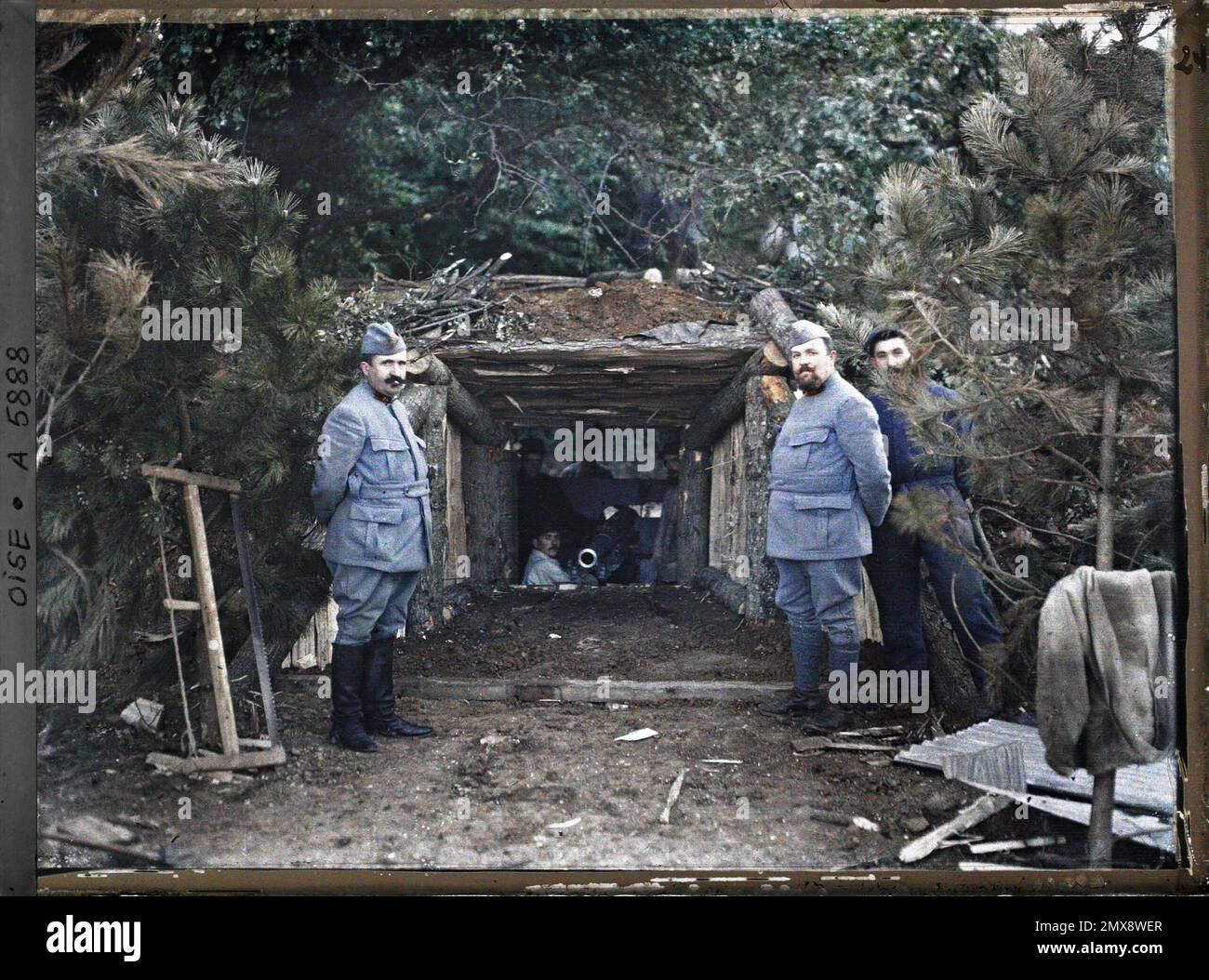 Conchy-les-Pots, Oise, Frankreich Kasemat mit einer Kanone von 75 , 1915 - Picardie - Stéphane Passet Stockfoto
