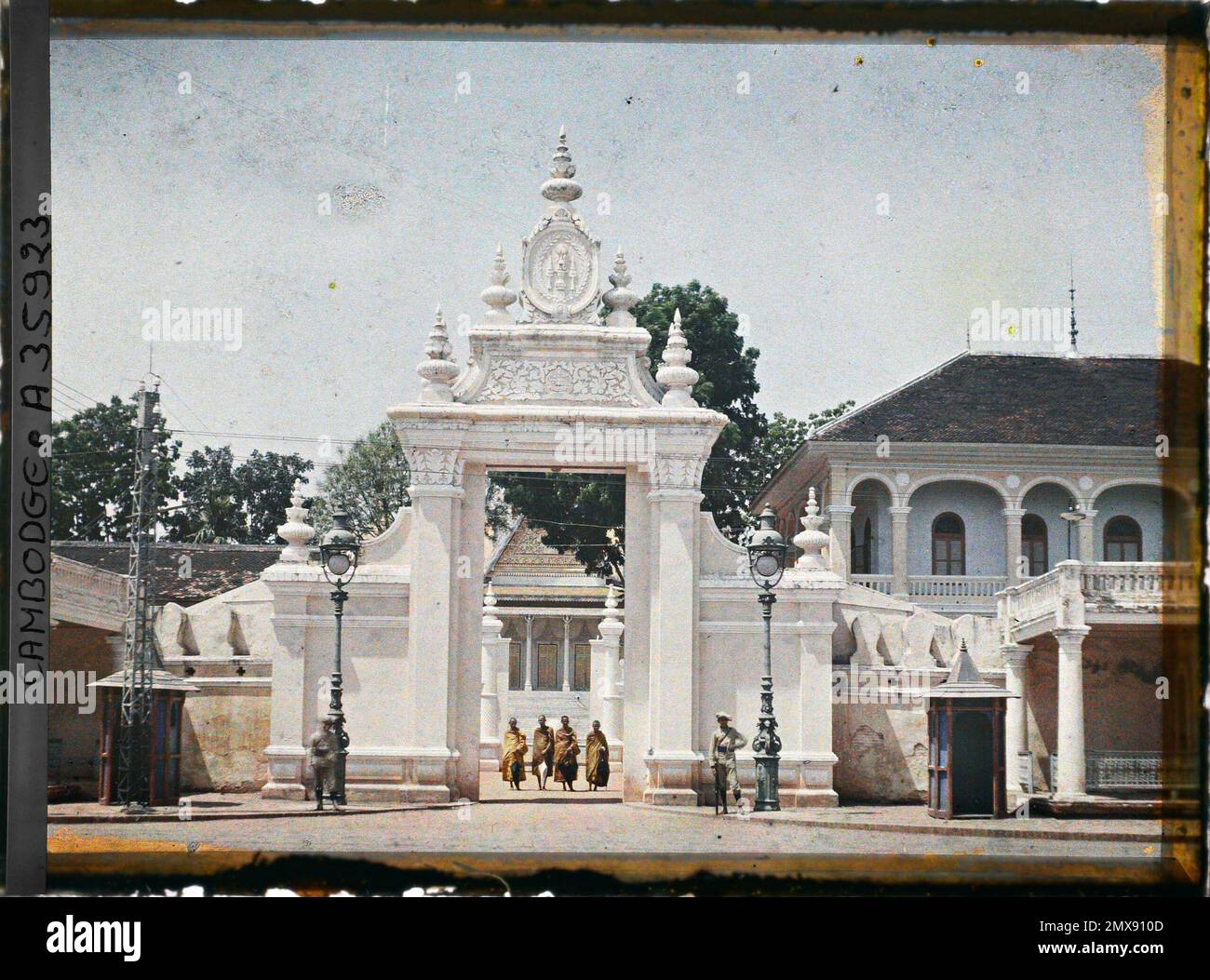 Phnom Penh, Kambodscha, Indochina ein Eingang zum Königspalast, Léon geschäftig in Indochina Stockfoto