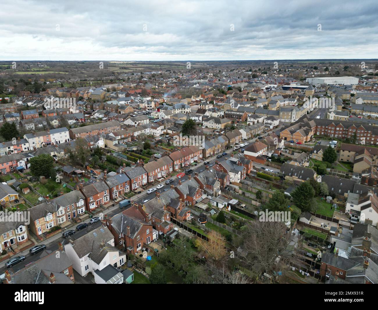 Streets and Roads Braintree Essex UK Drohne, Aerial, Stockfoto