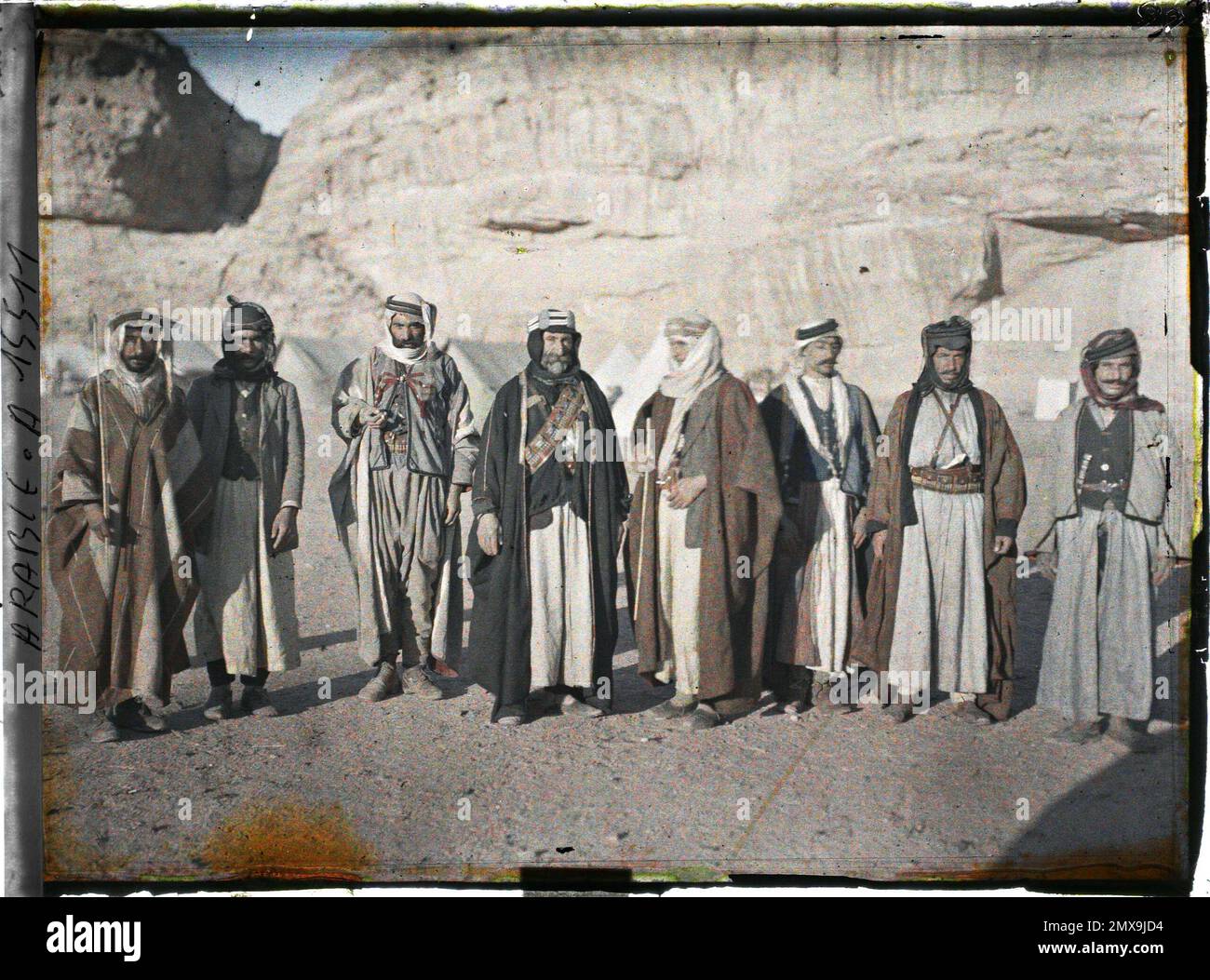 (Französisch - Quweira , Arabie ( actuelle Jordanie ) Combattants druzes des Forces arabes du royaume du Hedjaz). Stockfoto