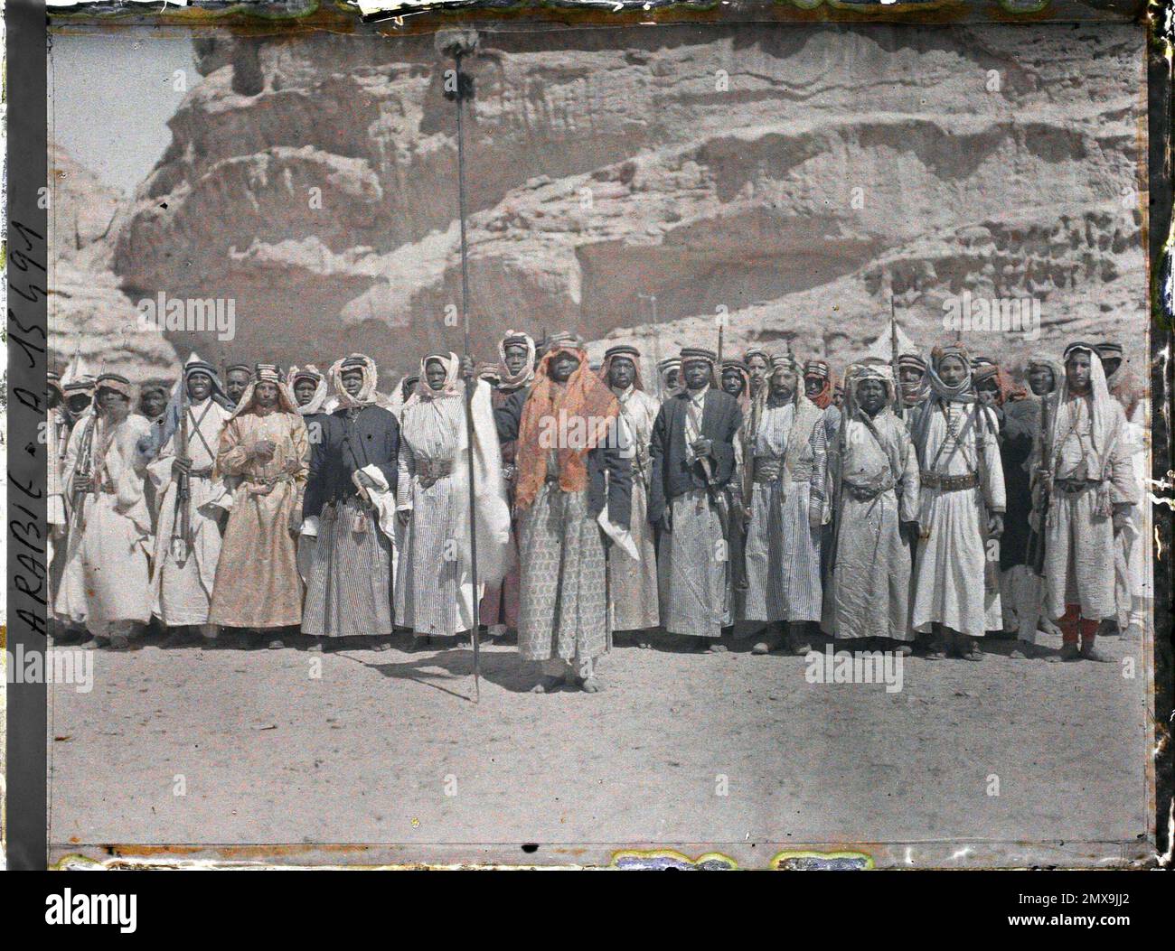 (Französisch - Quweira , Arabie ( actuelle Jordanie ) Combattants des Forces arabes du royaume du Hedjaz). Stockfoto