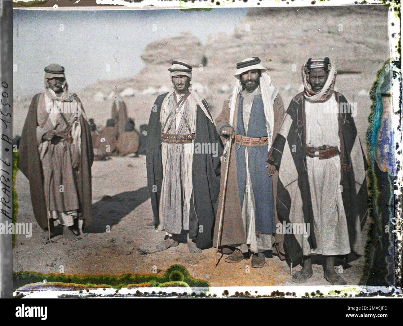 (Französisch - Quweira , Arabie ( actuelle Jordanie ) Combattants des Forces arabes du royaume du Hedjaz). Stockfoto