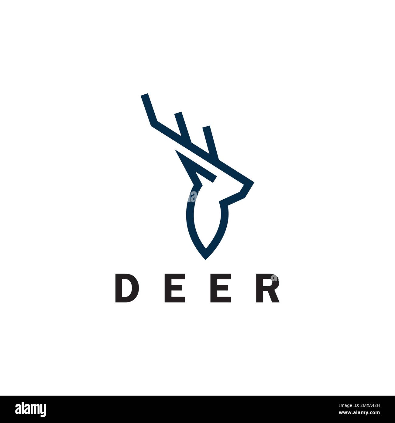 Monolin-Logo-Design-Vektorvorlage für Hirsche Stock Vektor