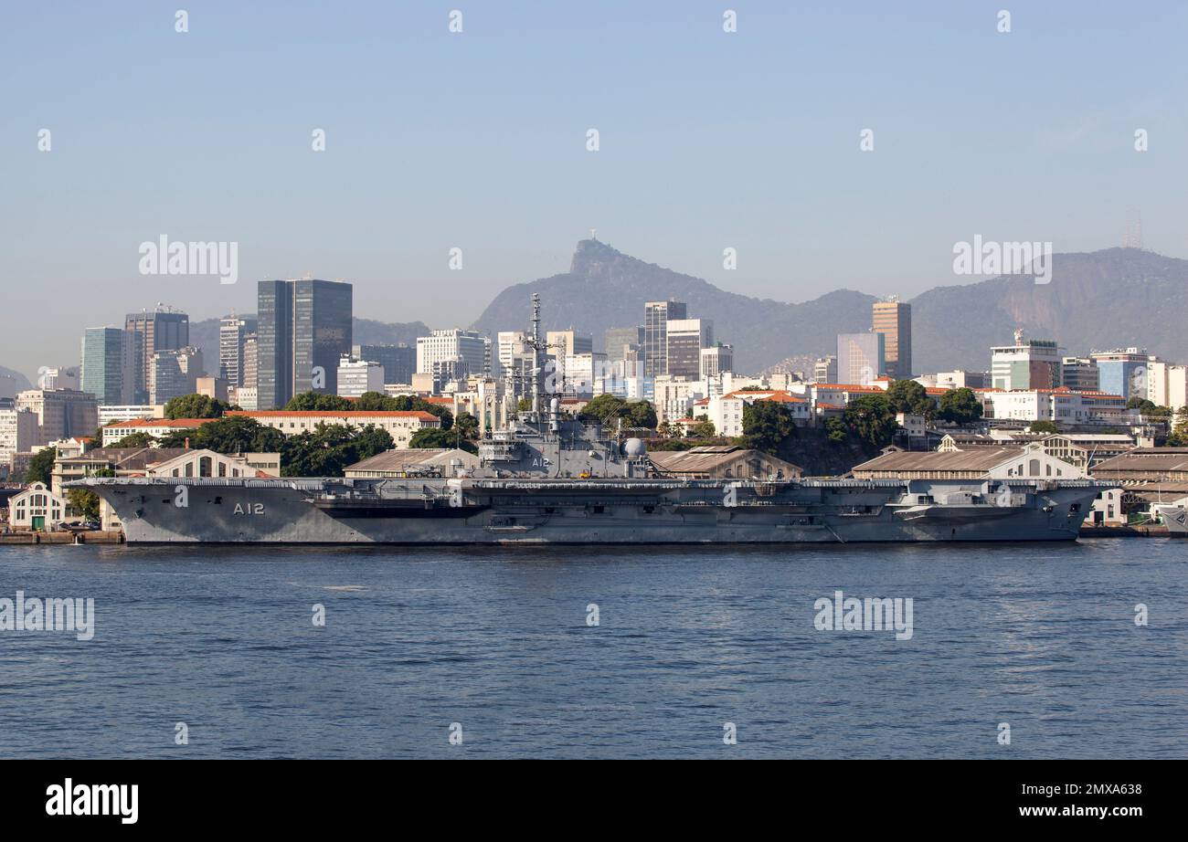 Brasilianischer Flugzeugträger São Paulo in Rio de Janeiro Stockfoto