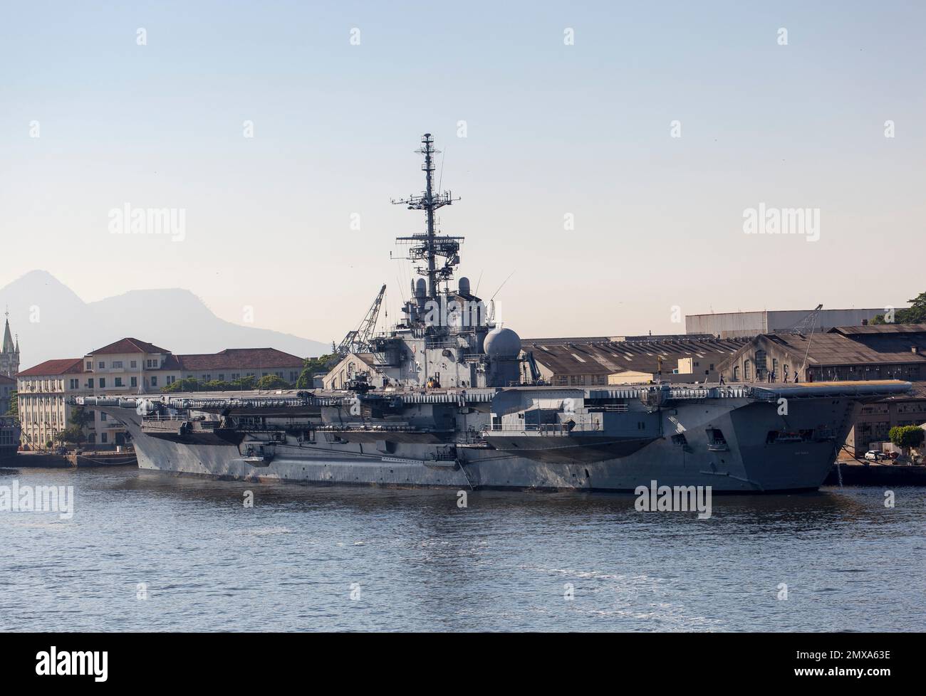 Brasilianischer Flugzeugträger São Paulo in Rio de Janeiro Stockfoto