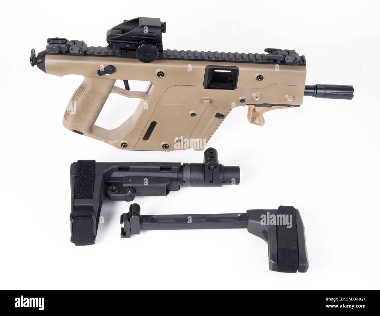 Verbotene Stabilisierungspistolen für 9mm Pistolen. Stockfoto