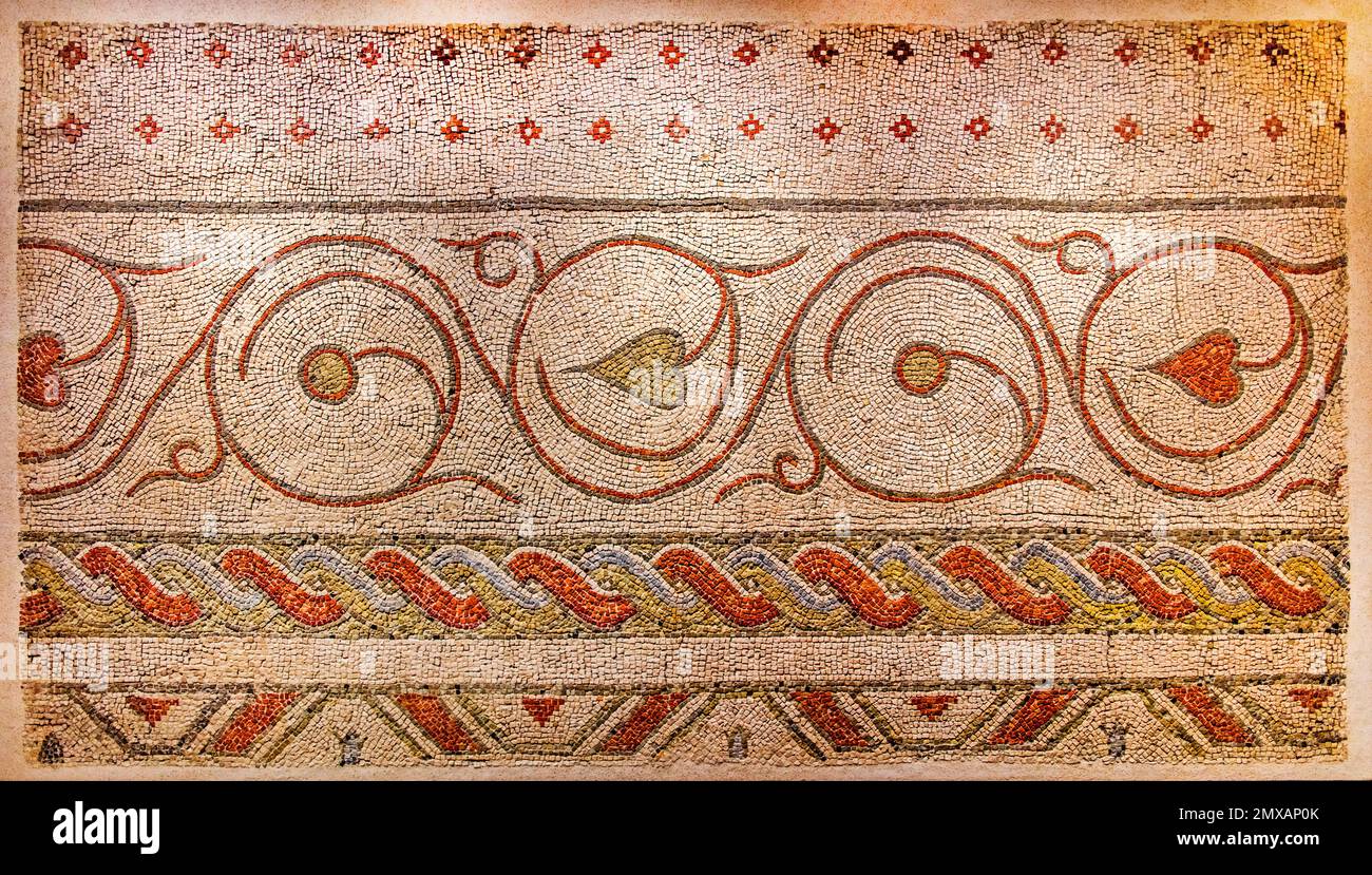 Römisches Mosaik, Archäologisches Nationalmuseum aus dem 5. Jahrhundert v. Chr., Taranto, Apulien, Taranto, Apulien, Italien Stockfoto