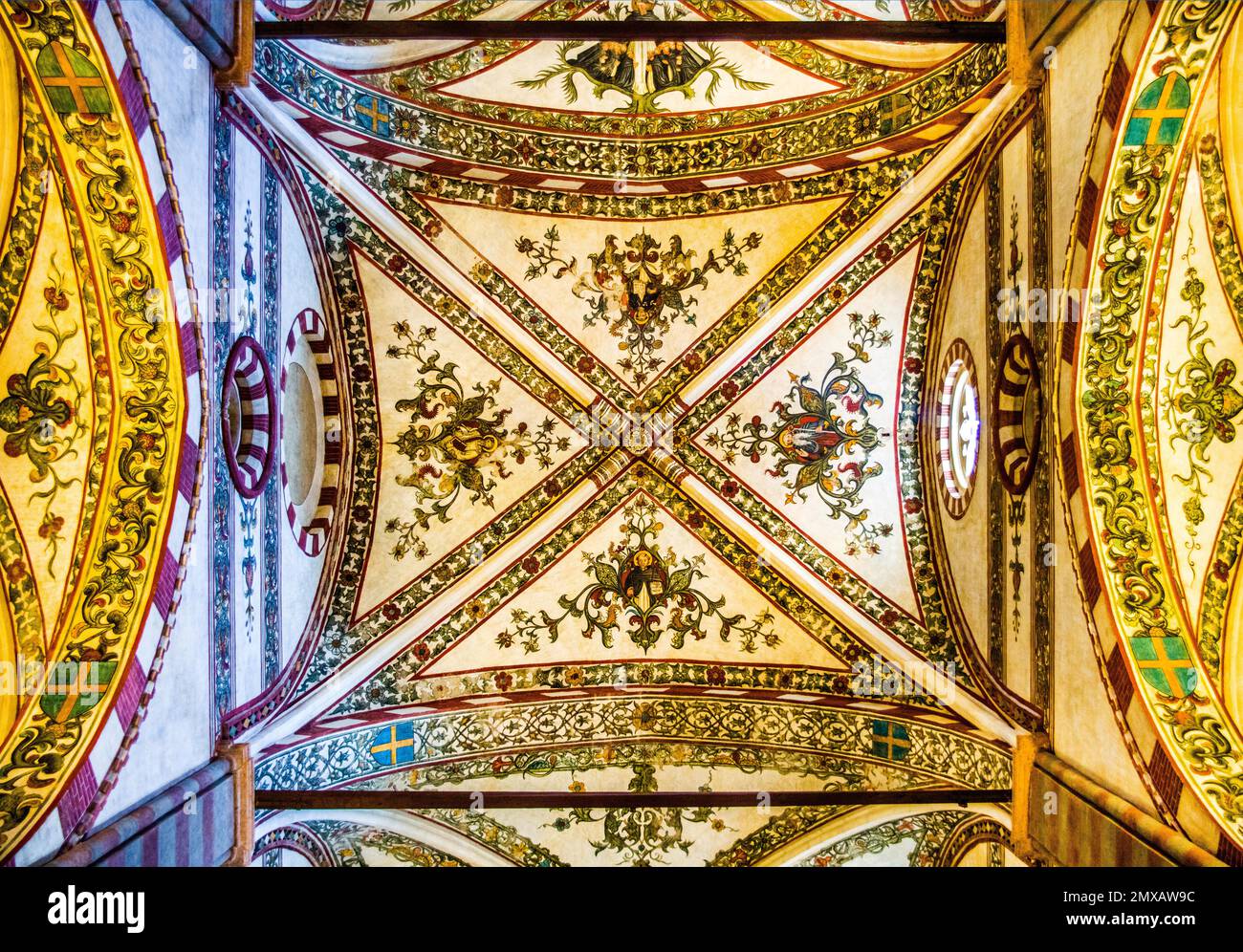 Decke, Basilika di Sant' Anastasia, ca. 1290, italienisch-gotisch, Verona mit mittelalterlicher Altstadt, italienisch-gotisch, ca. 1290, Veneto, Italien, Verona Stockfoto