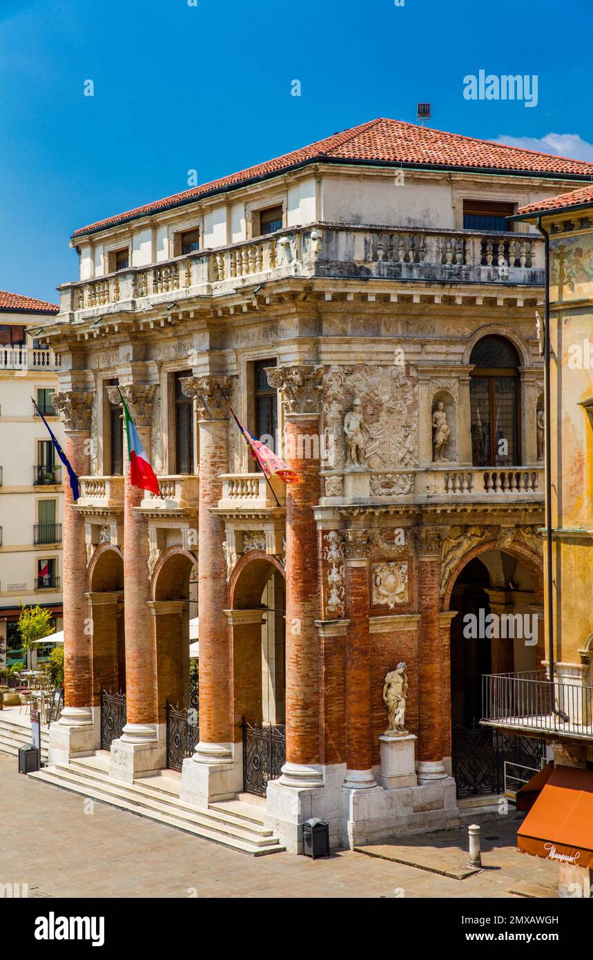 Loggia del Capitanio, repräsentativer Sitz der ehemaligen Republik Venedig, Piazza dei Signori, herrliches Zentrum mit Palladios Hauptwerk, Vicenza Stockfoto