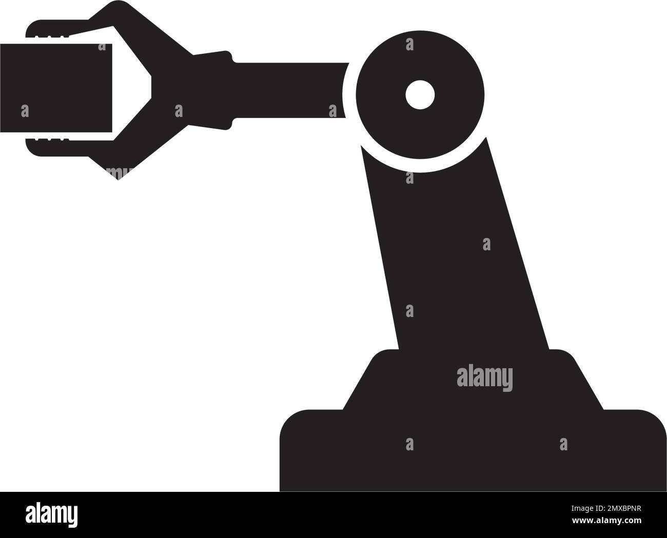 Vektordesign für Industrieroboter, Symbol für mechanischen Roboterarm. Stock Vektor