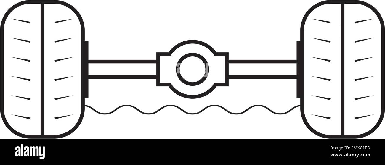 Wartung der Fahrzeugaufhängung, Symbol für Radausrichtung – Achse und Raddämpfer, Logo-Design zur Illustration. Eps 10 Stock Vektor