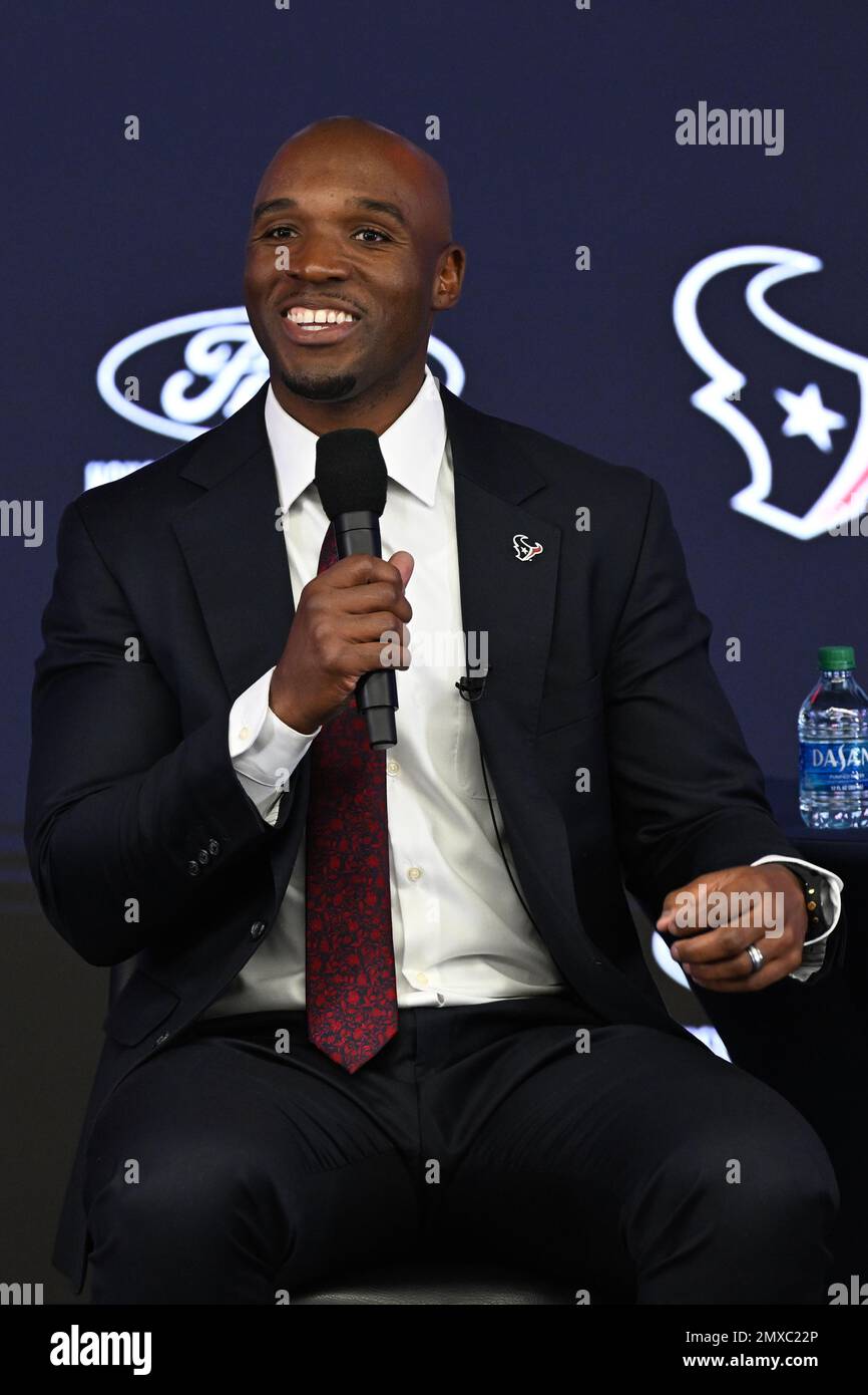 DeMeco Ryans wird am 2. Februar 2023 als Houston Texans Coach im NRG Stadium in Houston, Texas, vorgestellt. (Tom Walko/Bild von Sport) Stockfoto