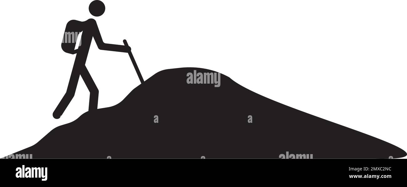 Flagge auf Bergsymbol Vektordarstellung, Erfolgskonzept. Stock Vektor