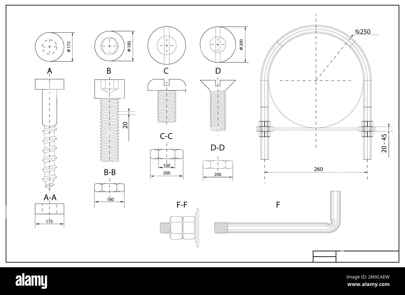 Maschinenbauzeichnung als Hintergrund. Technischer Plan Stockfoto