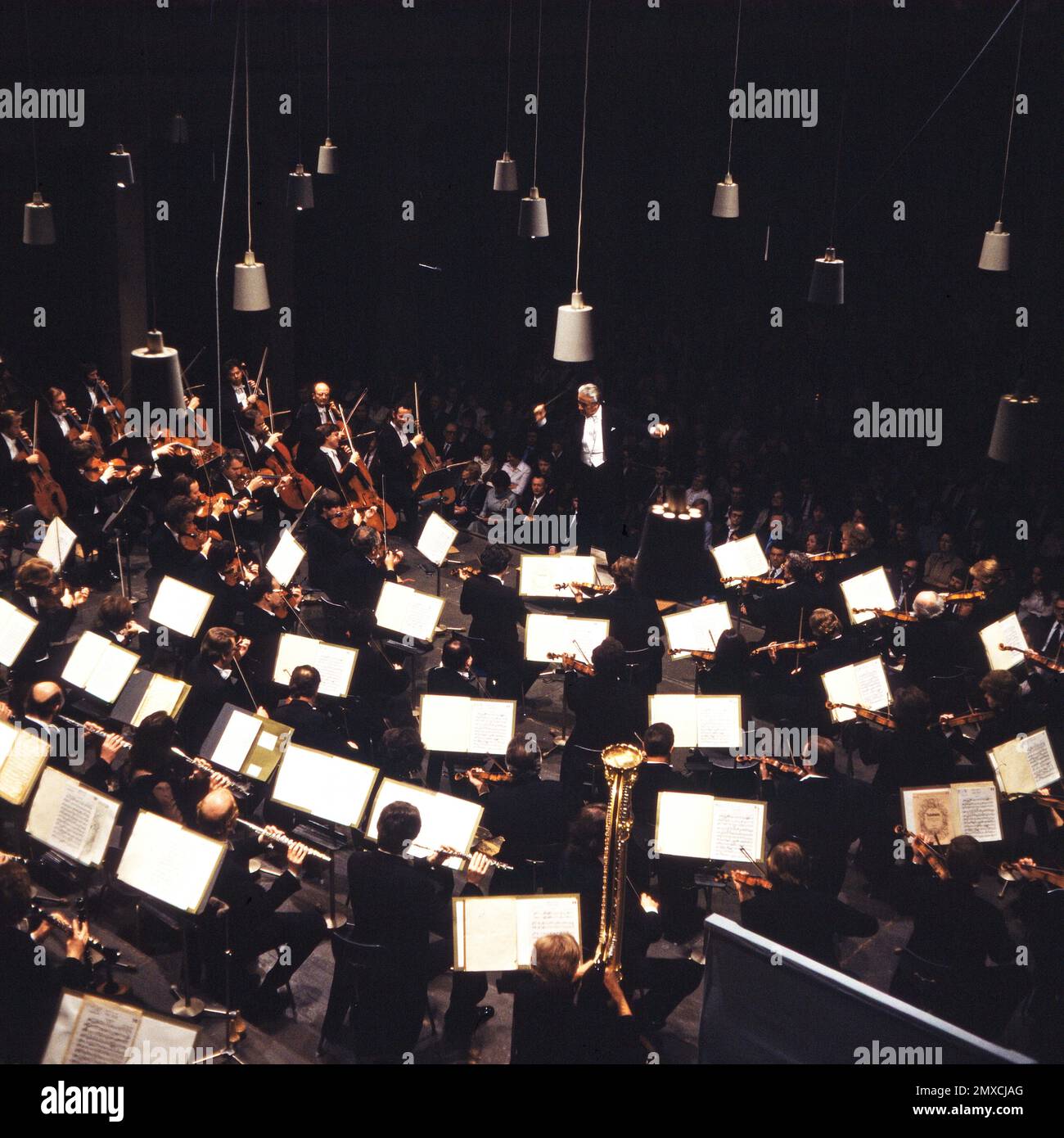Sonntagskonzert: Peter Tschaikowsky, Deutschland 1982, die Münchner Philharmoniker unter der Leitung von Generalmusikdirektor Sergiu Celibidache spielen die Sinfonie Nr. 3 Stockfoto