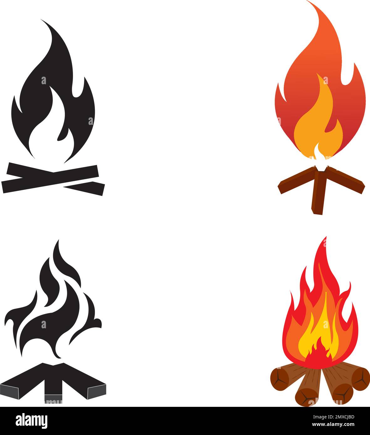 Konstruktionsvorlage für Vektordarstellung des Lagerfeuer-Symbols. Stock Vektor