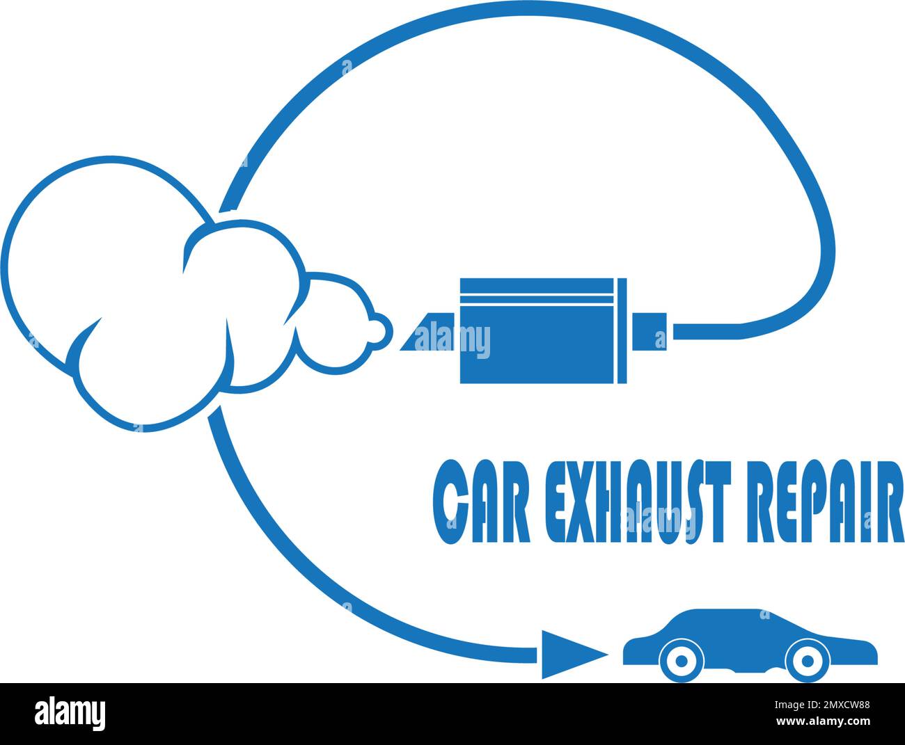 Design-Vorlage für Vektordarstellung des Autoauslasssymbols . Reparatur von Fahrzeugteilen und -Maschinen Stock Vektor