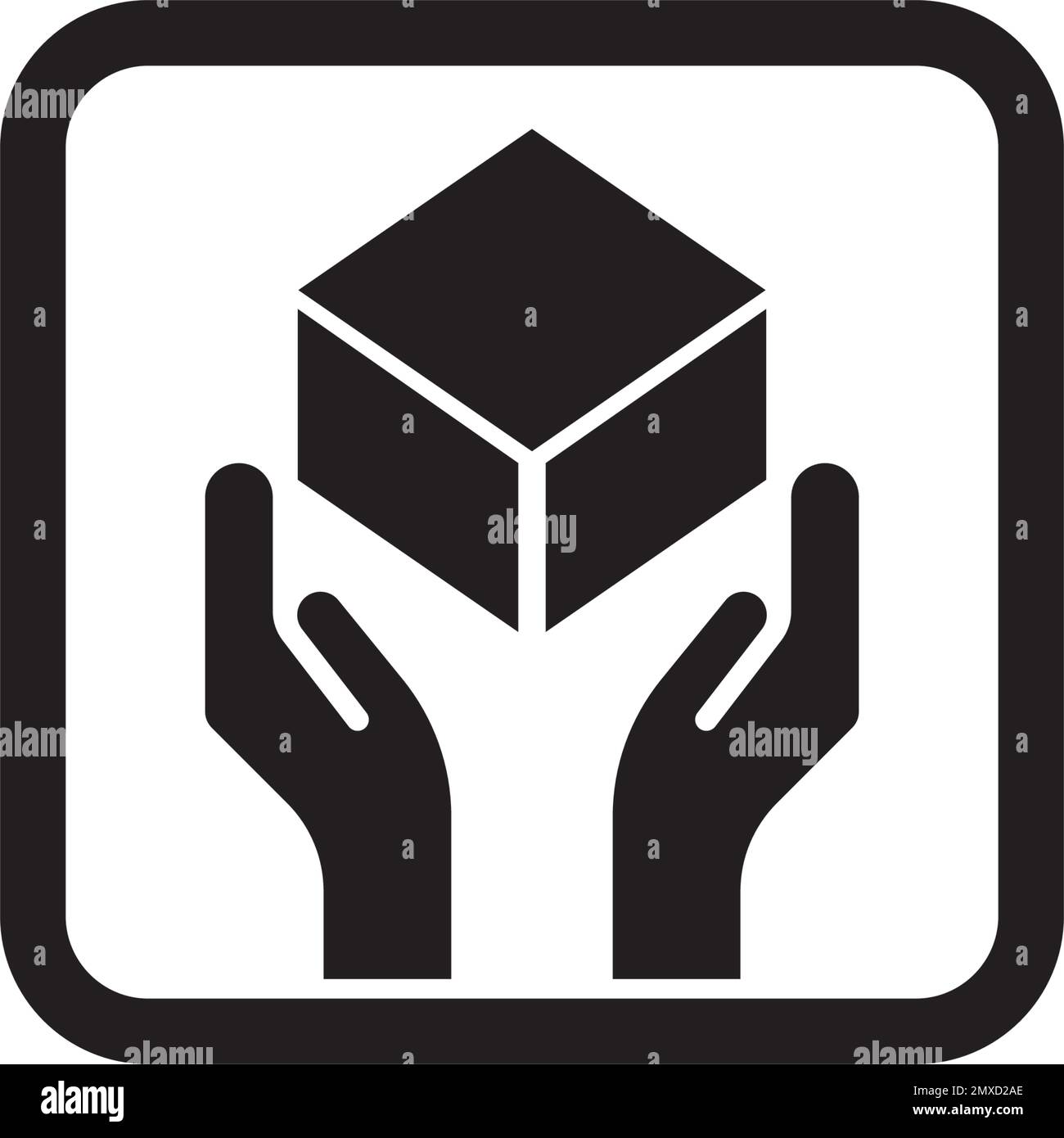 Zerbrechliches flaches Symbol mit Rissen und schwarzem Rahmen auf weißem Hintergrund isoliert. Symbol für zerbrechliche Verpackung. Abbildung des Beschriftungsvektors Stock Vektor