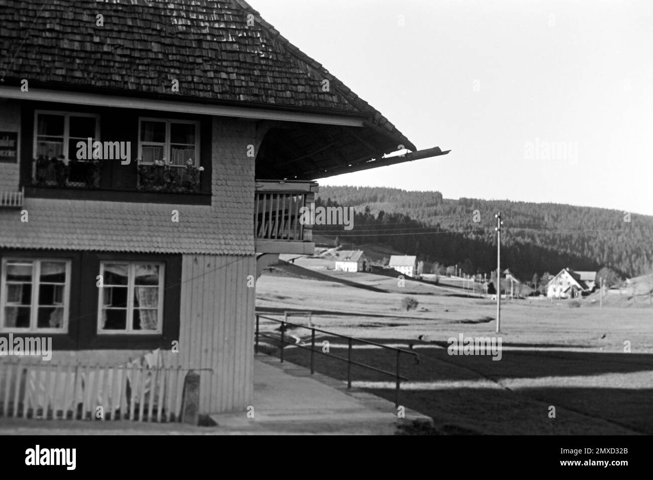 Blick in ein Schwarzwalddorf, 1938. Blick auf ein Schwarzwalddorf, 1938. Stockfoto