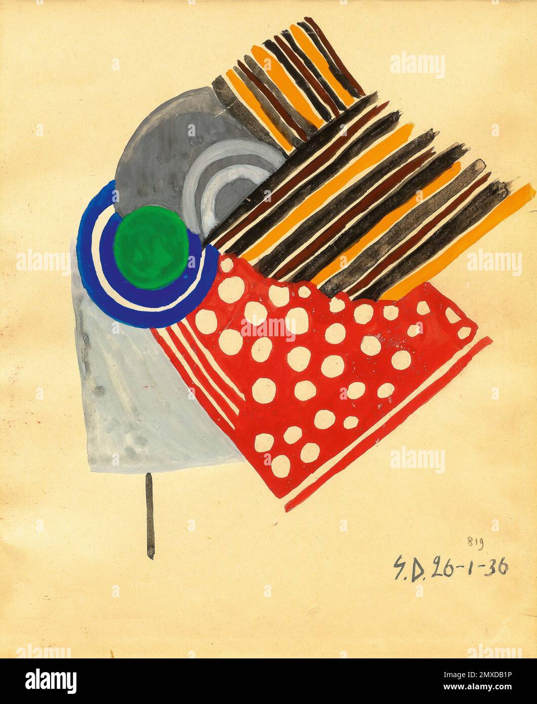 Rythme-Farbgebung. Museum: PRIVATE SAMMLUNG. Autor: Sonia Delaunay (Delaunay-Terk). Stockfoto