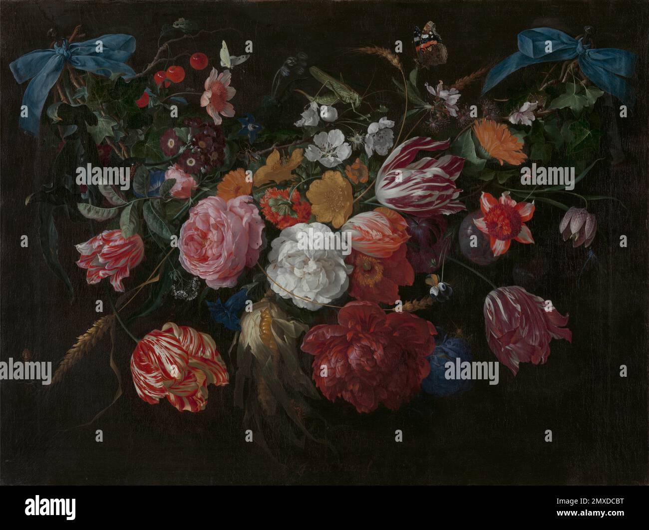 Blumen und Insekten. Museum: Royal Museum of Fine Arts, Antwerpen. AUTOR: JAN DAVIDSZ DE HEEM. Stockfoto