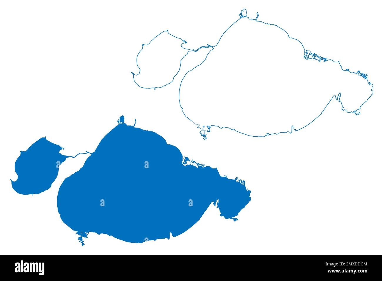 Lake Pontchartrain und Maurepas (Vereinigte Staaten von Amerika, Nordamerika, USA, Louisiana) Kartenvektor Illustration, Scribble Sketch Lac Maurepas ma Stock Vektor