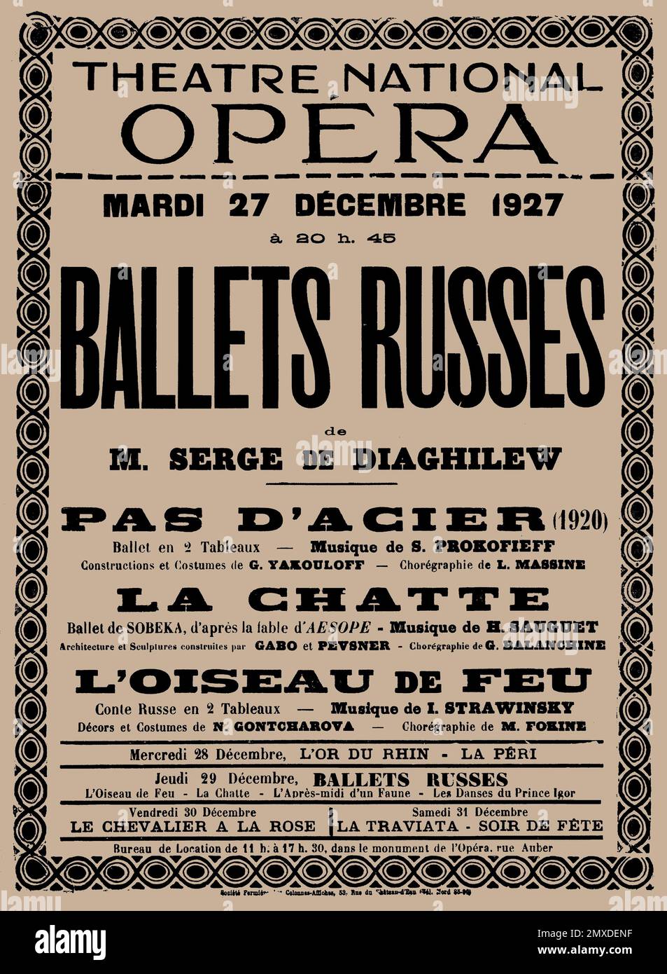 Poster für Ballets Russes, Théâtre National Opéra. Museum: PRIVATE SAMMLUNG. Autor: Historisches Objekt. Stockfoto