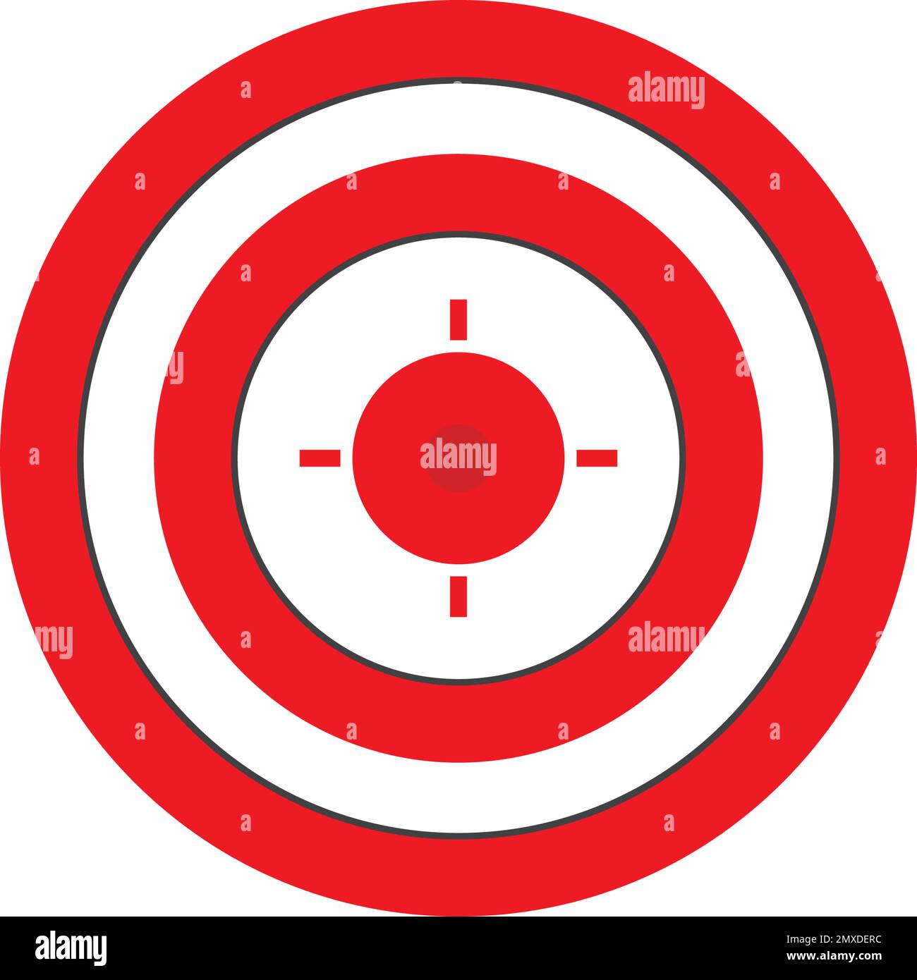 Rot Target anmelden. Ziel isoliert auf weißem Hintergrund. Zielsymbol in flacher Ausführung. Vector Illustration. Stock Vektor