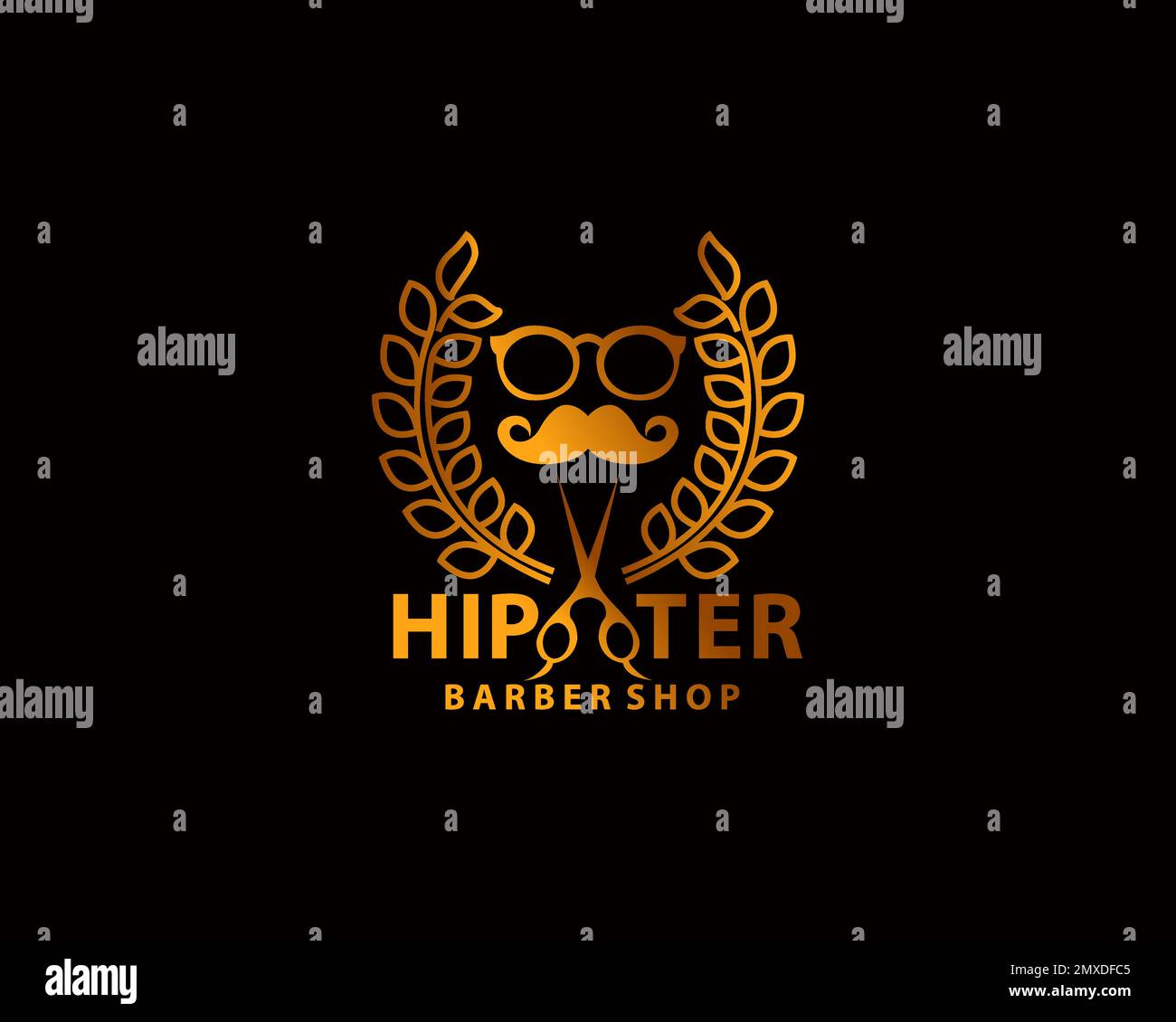 Barbershop einfaches minimalistisches Logo mit eleganter Verzierung. Logo des Friseurshops Vector Stock Vektor