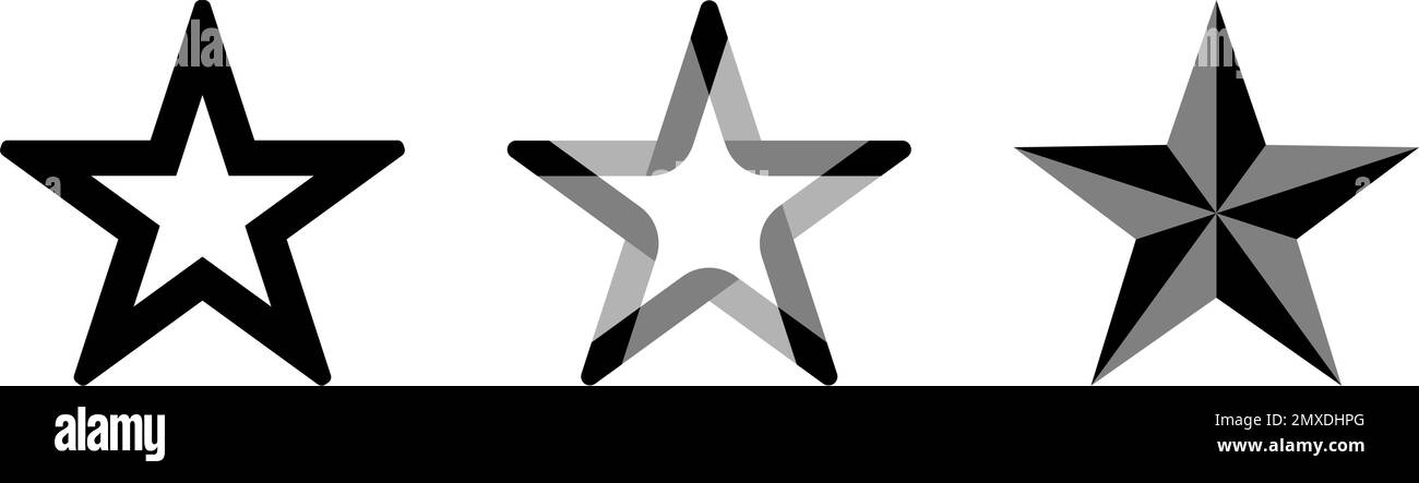 Dekoratives fünf-Sterne-Ikonenset. Vektordarstellung Stock Vektor