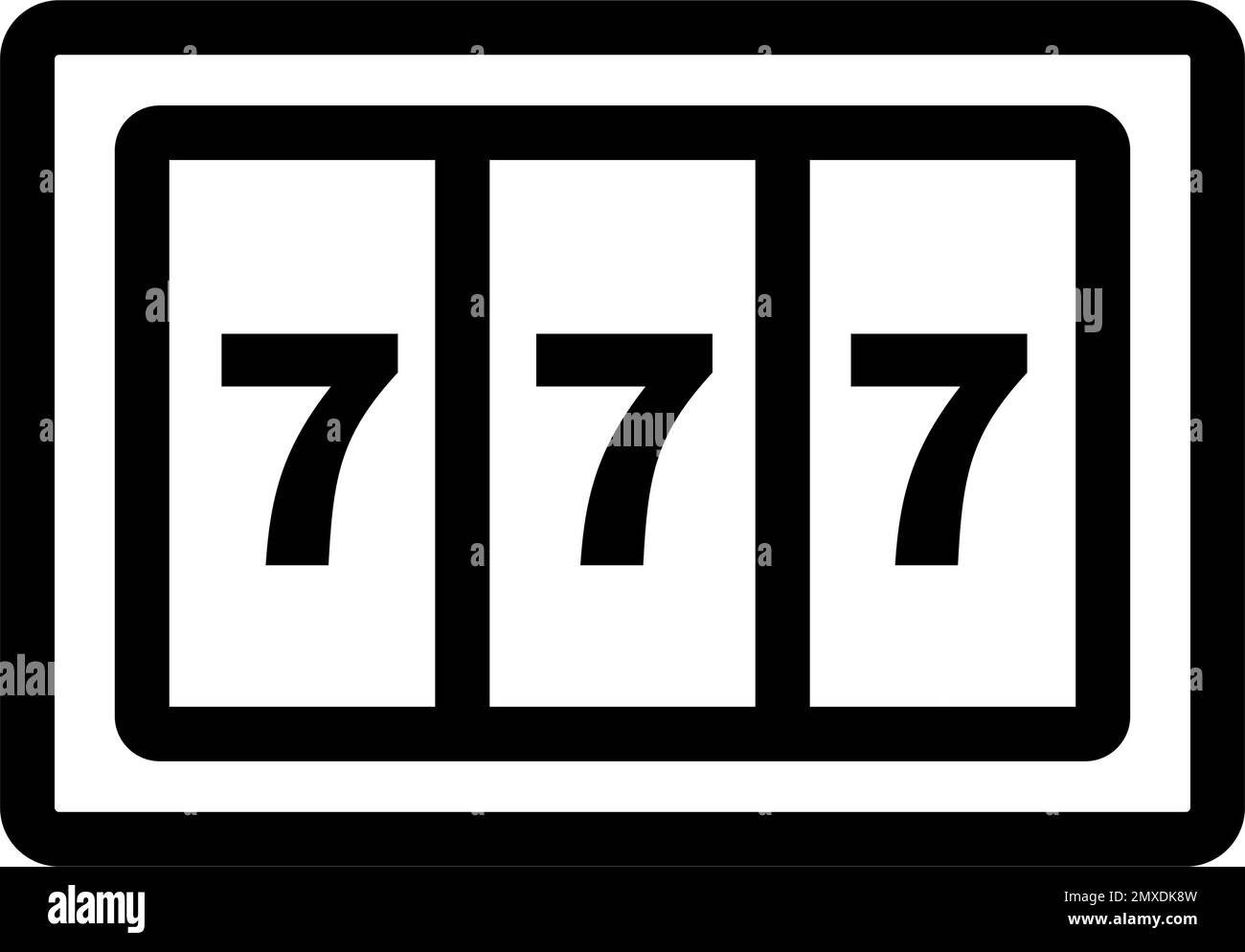 Glücksspiel-Seven-777-Spielautomaten-Symbol. Bearbeitbarer Vektor. Stock Vektor