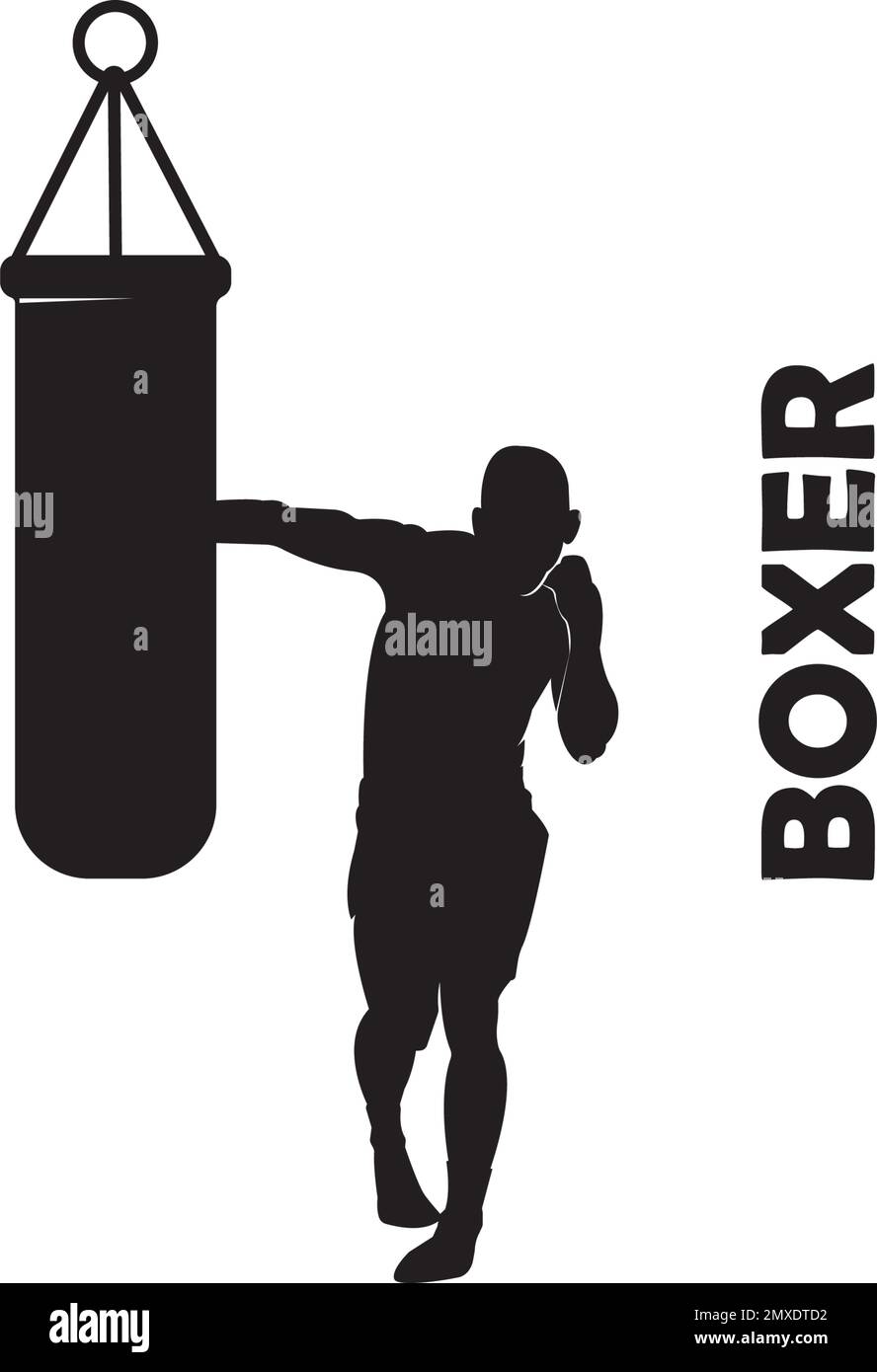 Logo-Design mit Vektorgrafik für Boxer und Lochtasche Stock Vektor